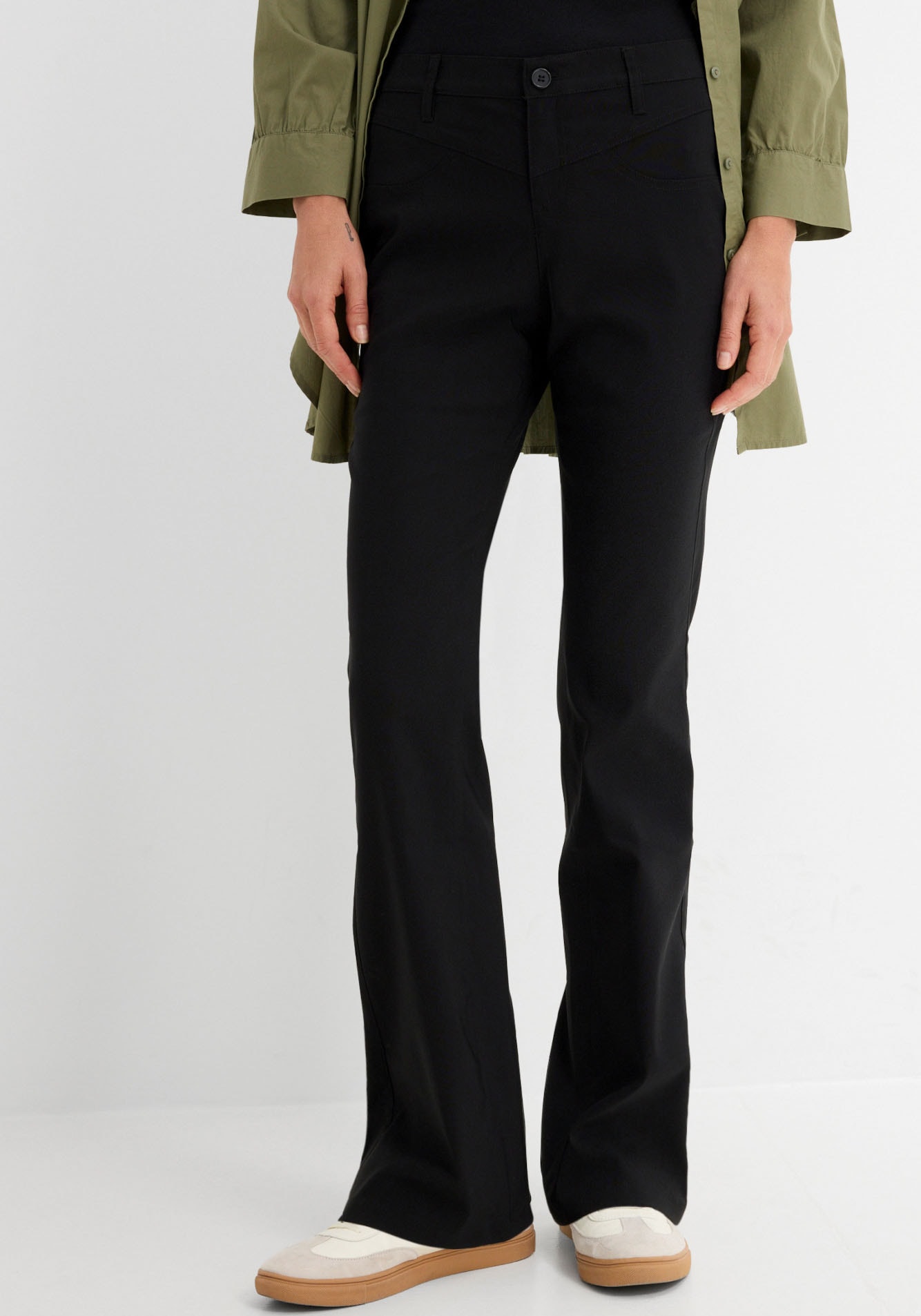 bonprix Stretch-Hose  aus Viskose, mit Bootcut-Design, Regular Fit, mit Gürtelschlaufen
