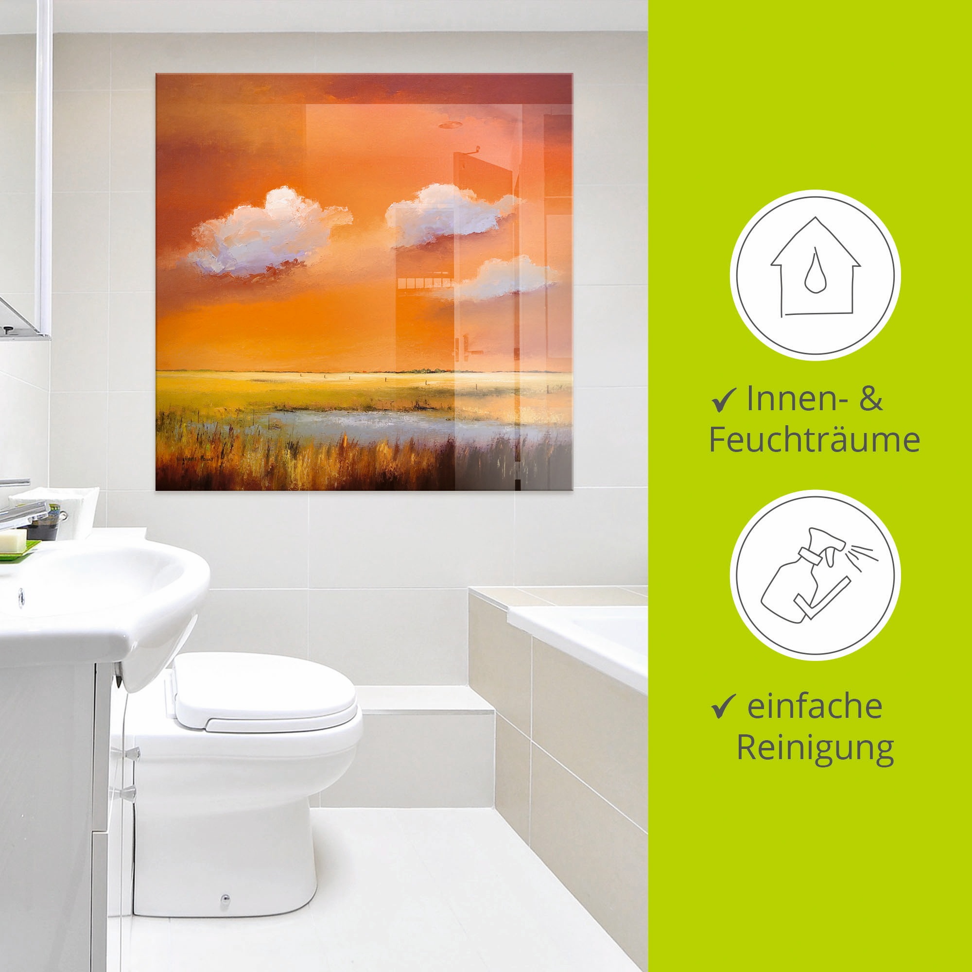 Artland Glasbild »Abend I«, Himmel, (1 St.), in verschiedenen Größen