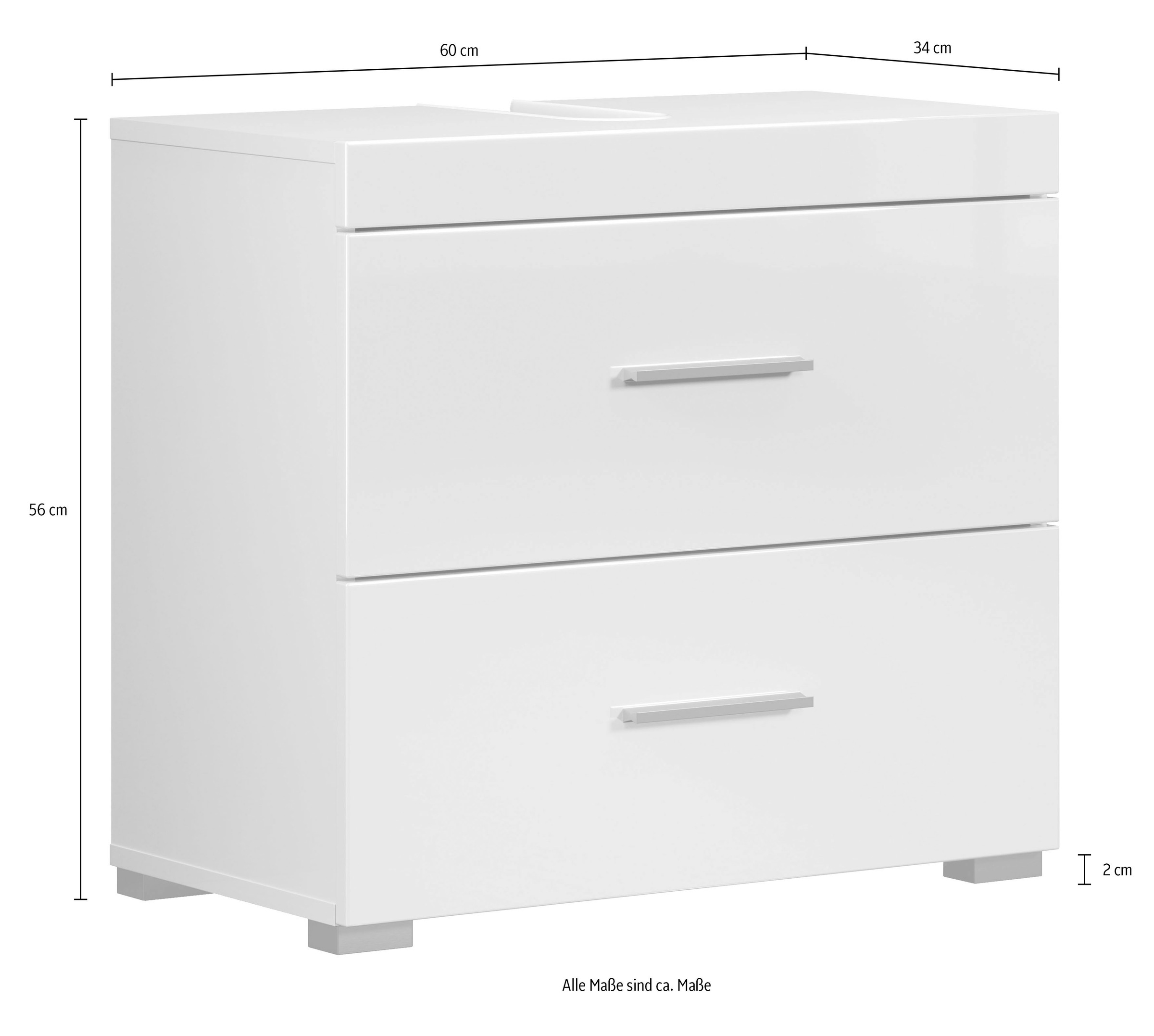 welltime Waschbeckenunterschrank »Avena« 1 Stk. tlg. Waschtisch mit 2 Schubkästen – (B/T/H) 60/34/56 cm