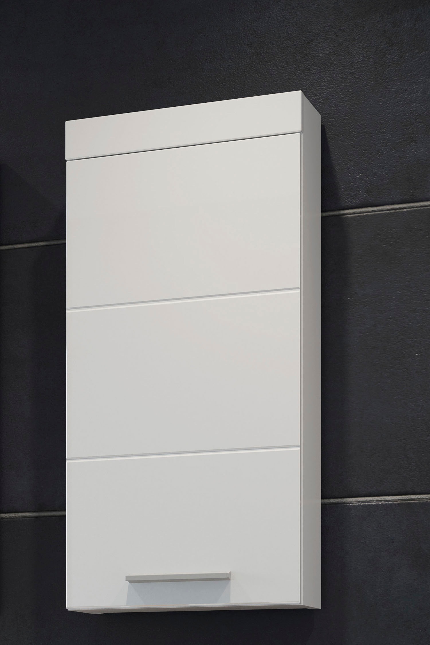 welltime Hängeschrank »Dormoletto« Weißer Badschrank mit waagerechter Fräsung - Maße (B/T/H) 35/16/75 cm