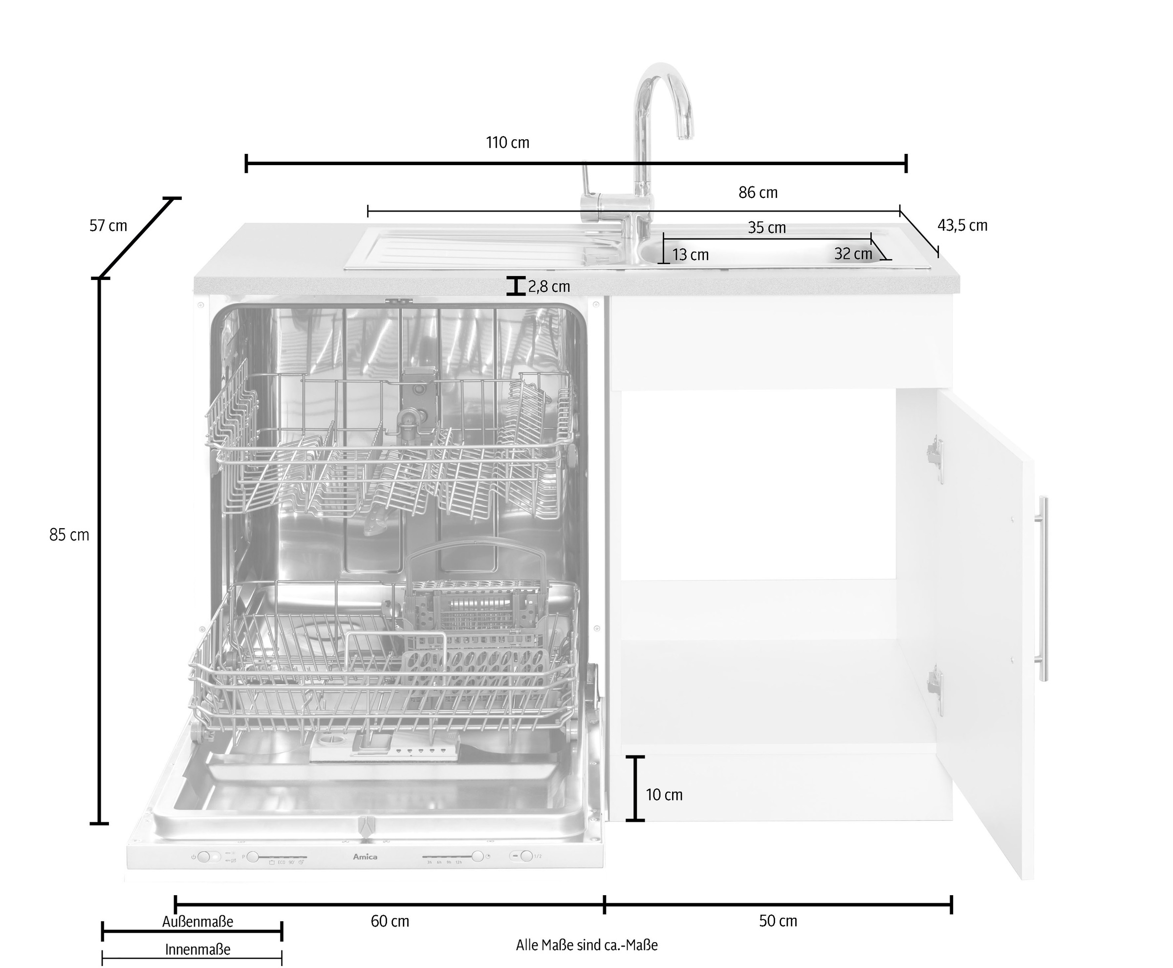 wiho Küchen Winkelküche »Cali«, ohne E-Geräte, Stellbreite 280 x 170 cm  kaufen bei OTTO