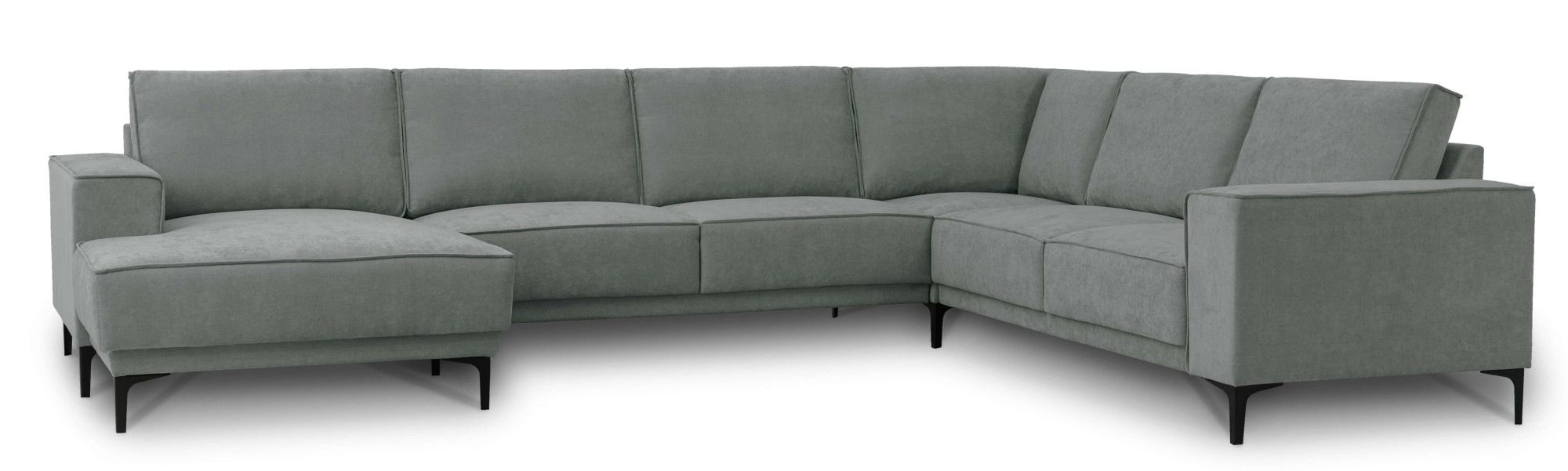 Places of Style Wohnlandschaft »XXL Sofa Oland, Struktur, Flachgewebe, Luxus-Microfaser, Boucle«, U-Form, 342 cm, Wellenunterfederung, Skandi-Design, Metallfüße