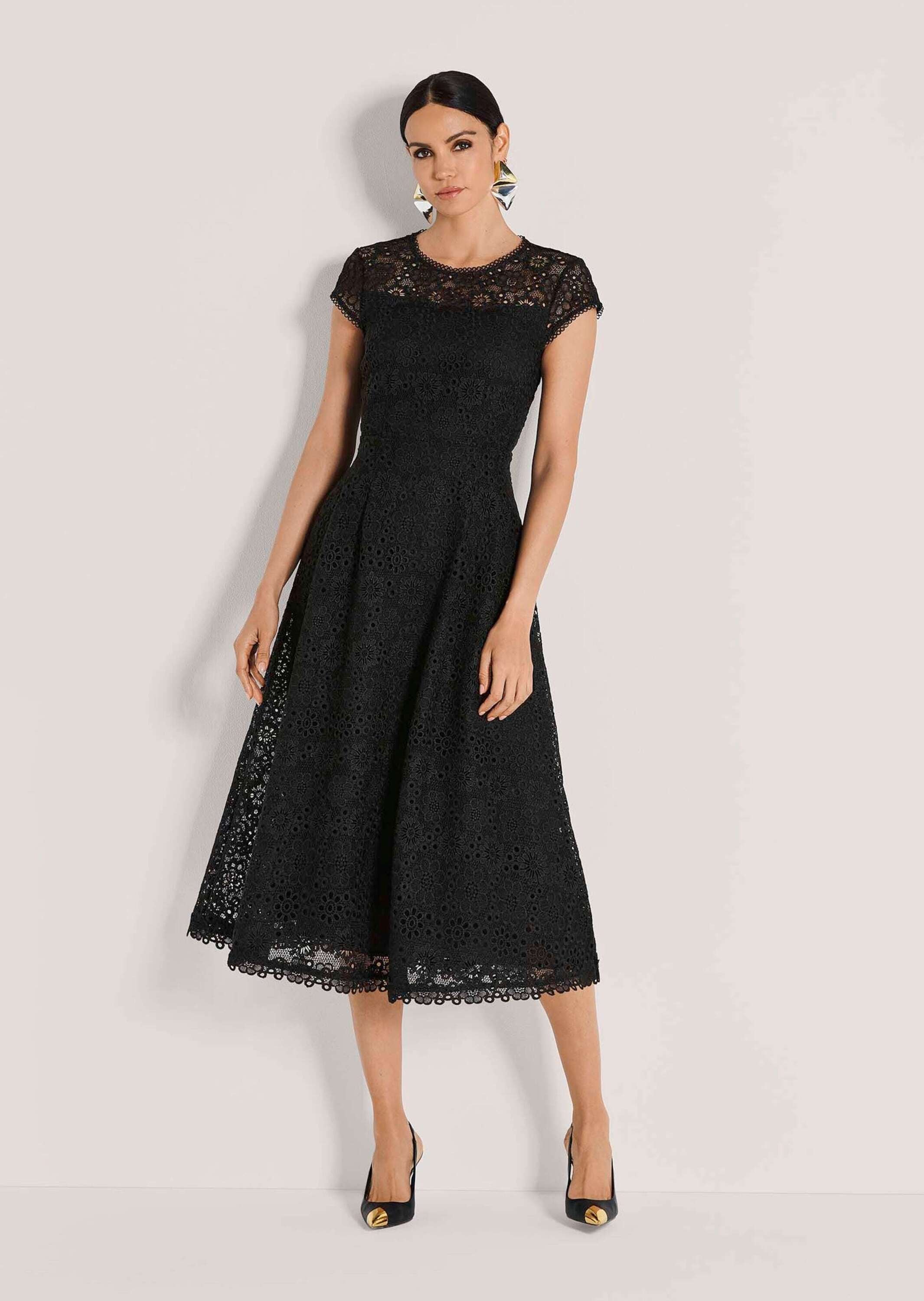 MADELEINE Midikleid »Kleid Ärmelloses Spitzenkleid mit Bindeband und weitem Rock«