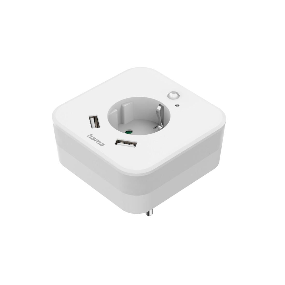 Hama LED Nachtlicht »Nachtlicht mit Steckdose für Baby, Kinder und Erwachsene, taglichtweiß« Tageslichtweiß Bewegungsmelder und 2 USB