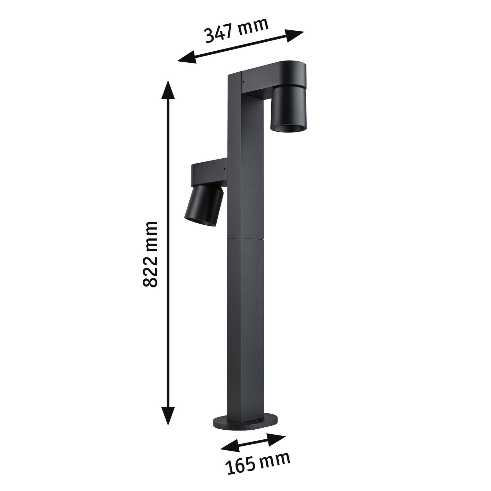 Paulmann LED Pollerleuchte »Kimu IP44 822mm 3000K 2x8W 750lm 230V 70° Anthrazit Aluminium«, 2 flammig