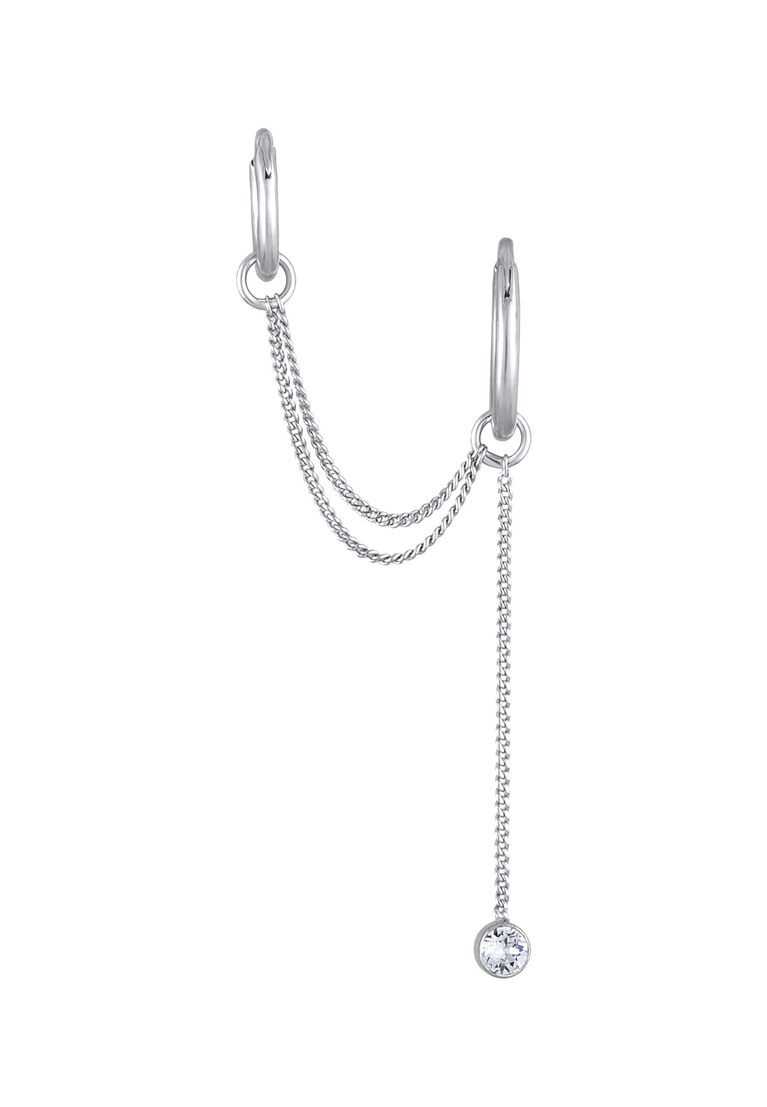Elli Paar Creolen »Ohrringe Ear Chain Creolen Kristall Modern 925 Silber«
