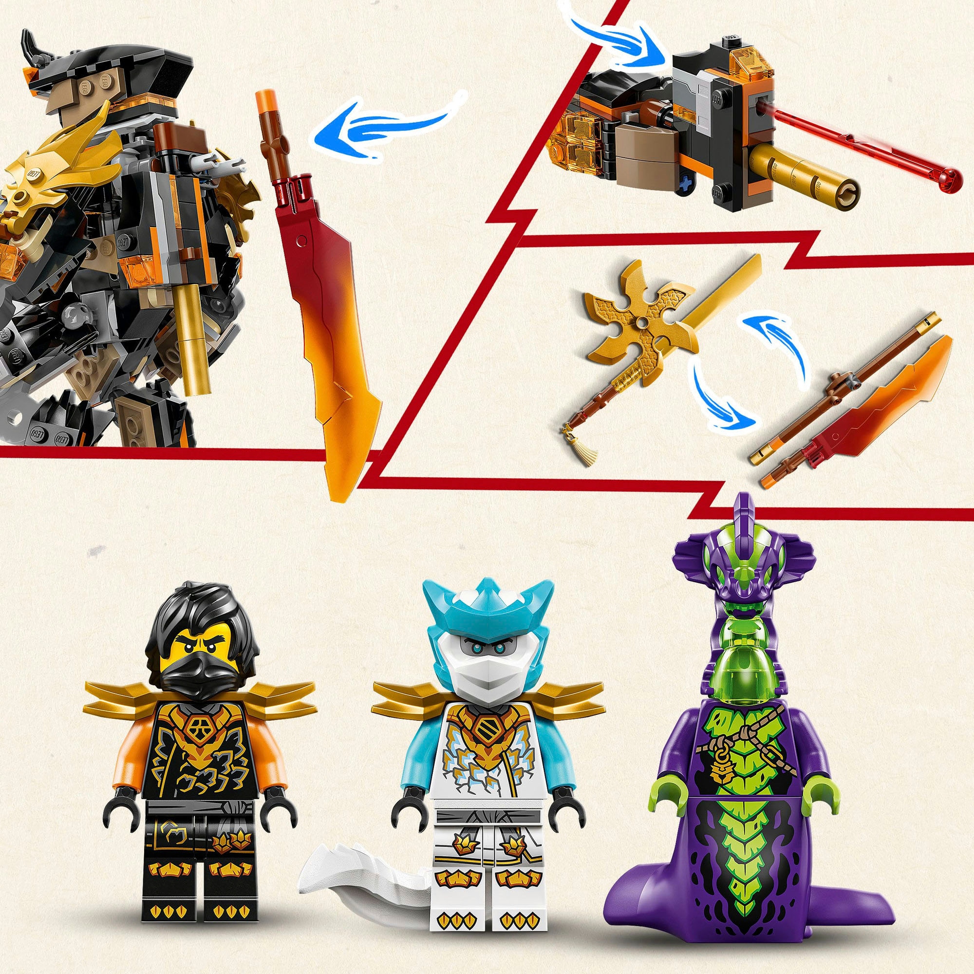 LEGO® Konstruktionsspielsteine »Coles Action-Mech und Drachen-Zane (71854), LEGO Ninjago« Made in Europe