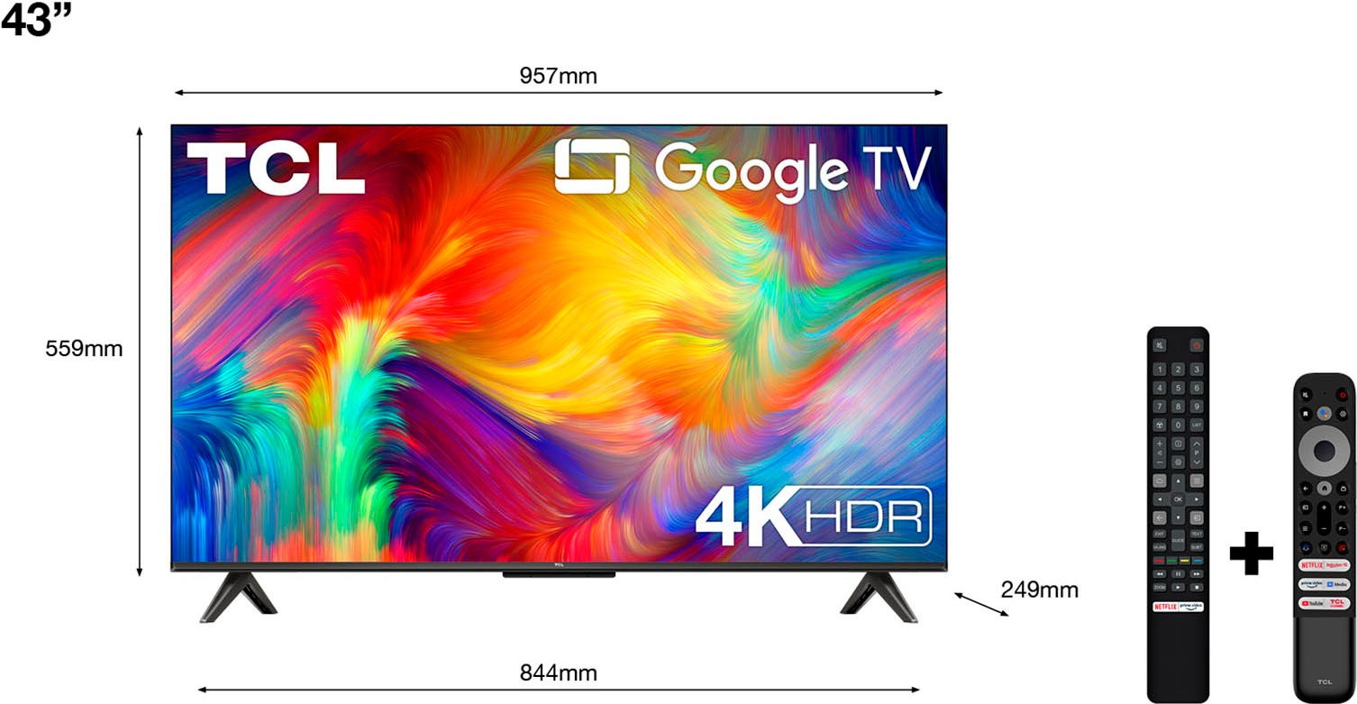 OTTO Premium, HD, Zoll, bestellen bei Metallgehäuse 4K TCL 108 HDMI 2.1, Ultra Smart-TV-Google HDR Atmos, »43P731X1«, jetzt LED-Fernseher cm/43 Dolby TV,