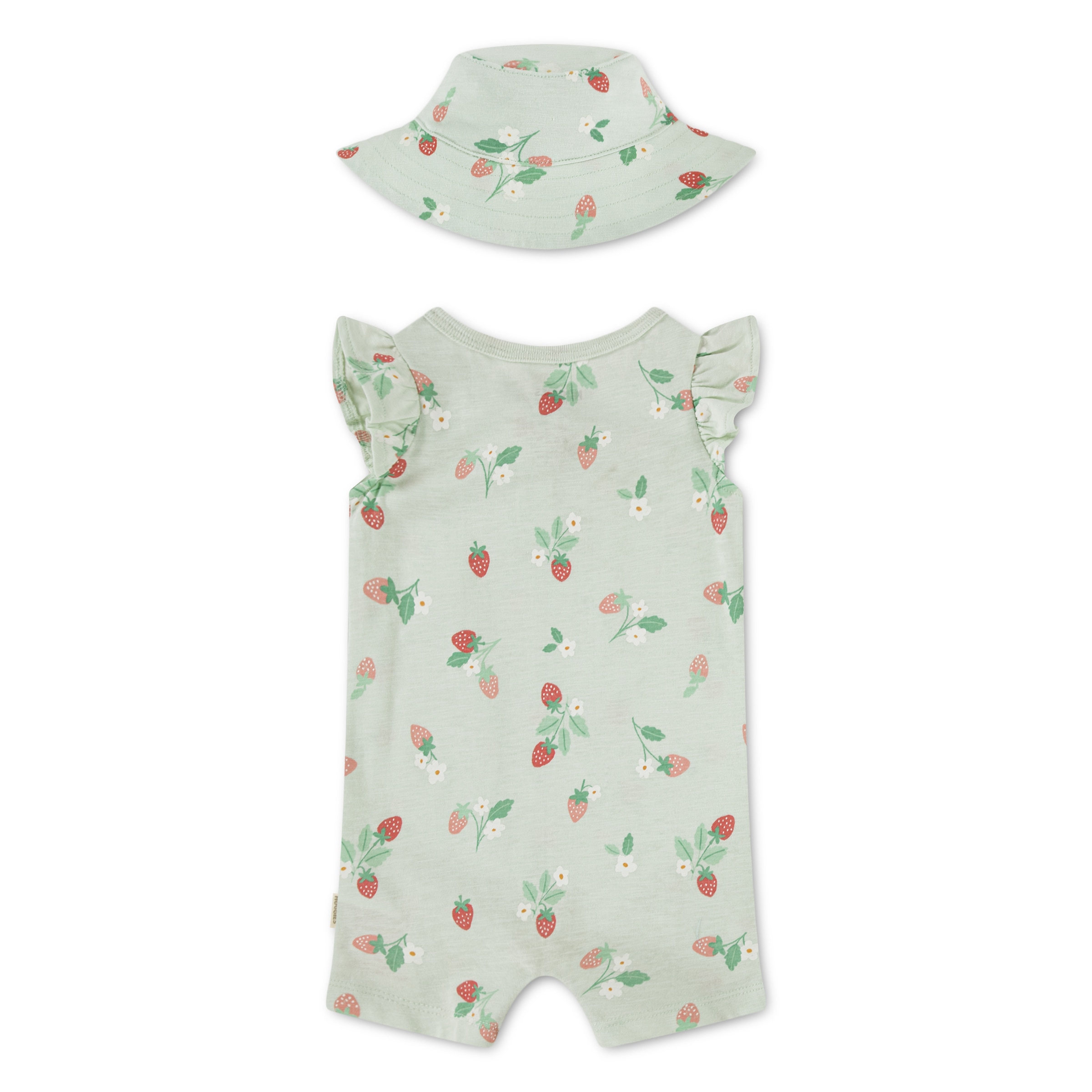 HUGGIES babywear Neugeborenen-Geschenkset »HUGG ROMPER + HAT ATTACHMENT« Set, 2 mit passendem Sonnenhut und Erdbeerprint