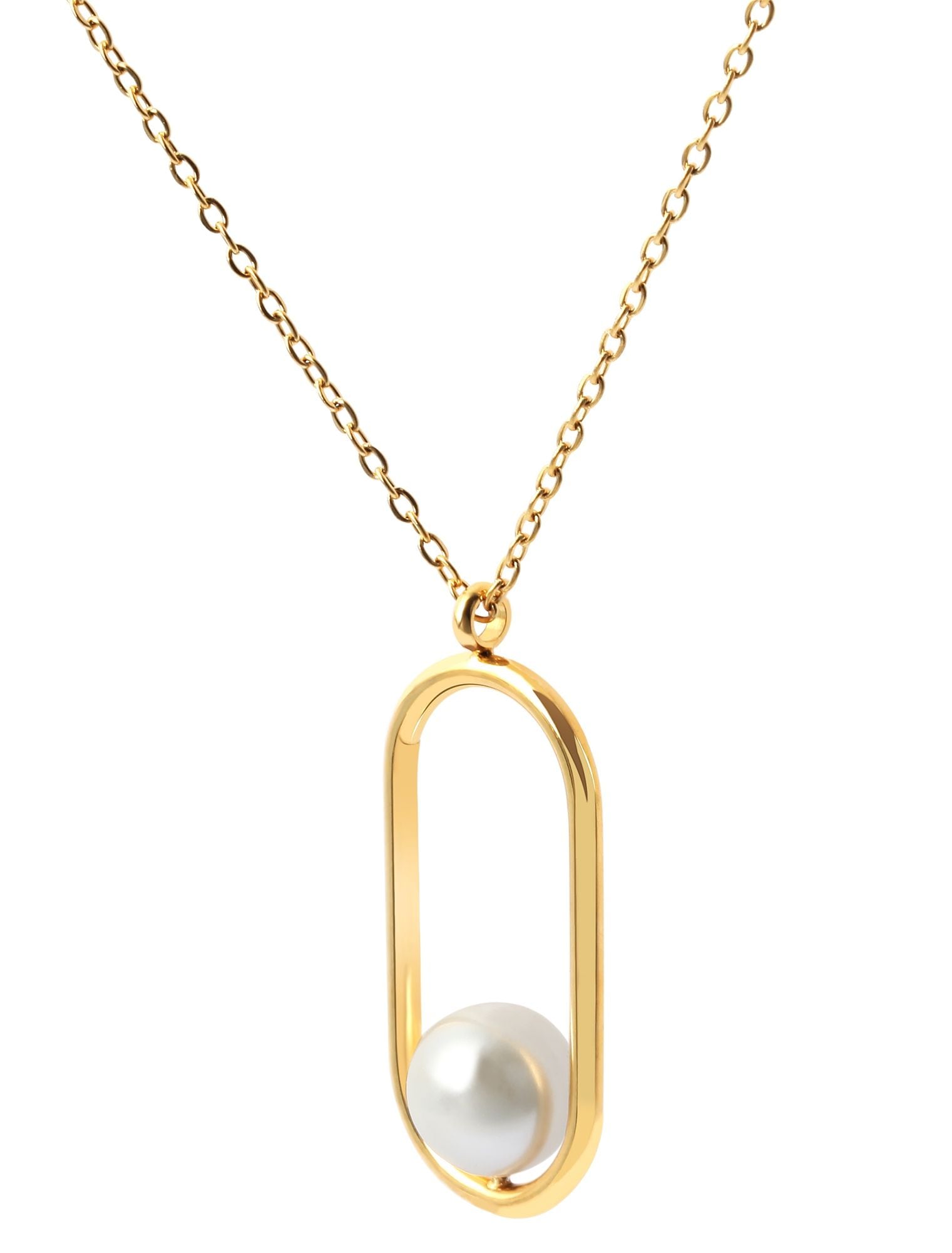 Adelia´s Gliederkette »Damen Halskette aus Edelstahl mit Perle 45 cm«