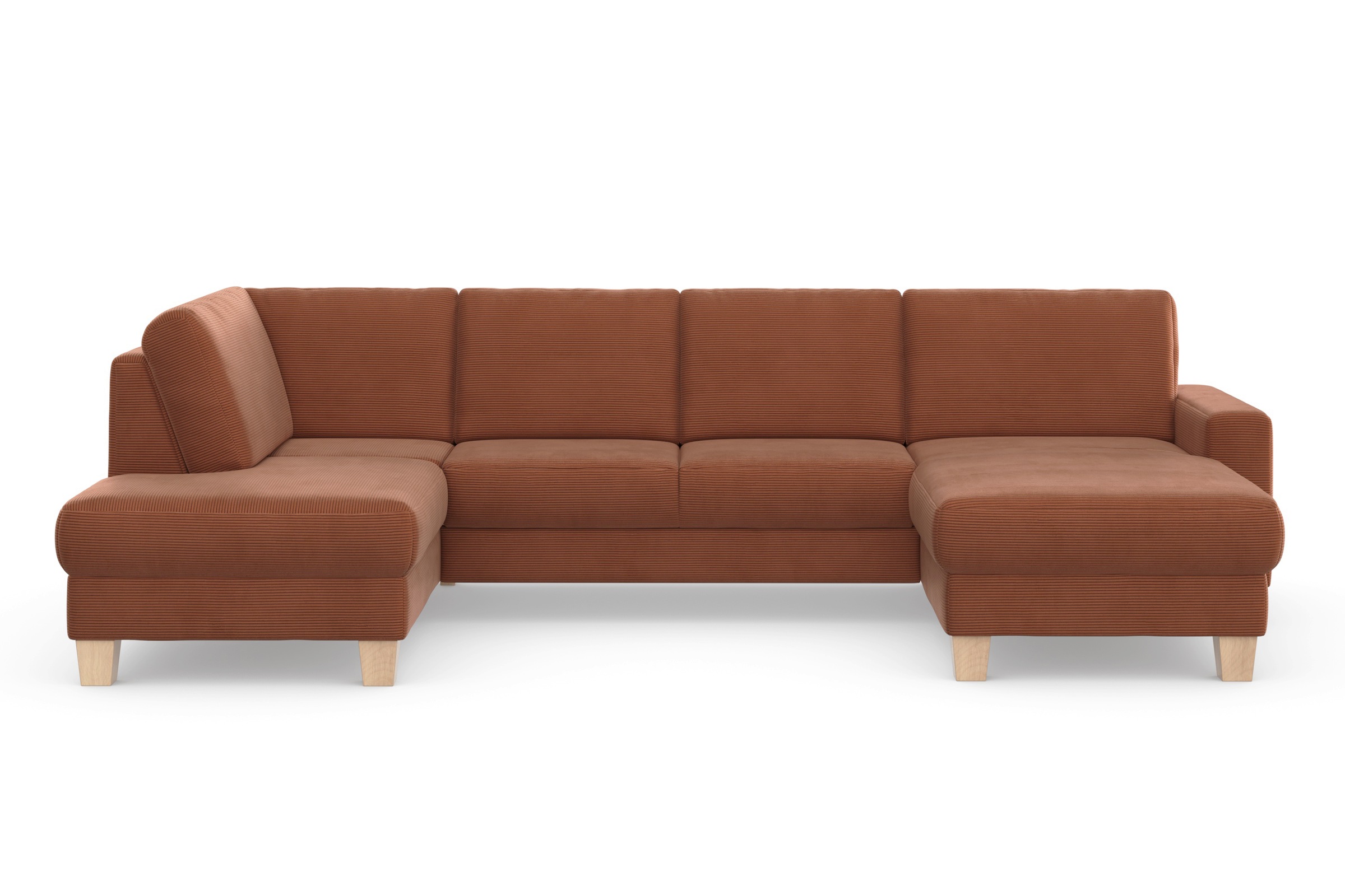 Home affaire Wohnlandschaft »Summer U-Form« mit oder ohne Bettfunktion und Bettkasten, Cord-Bezug