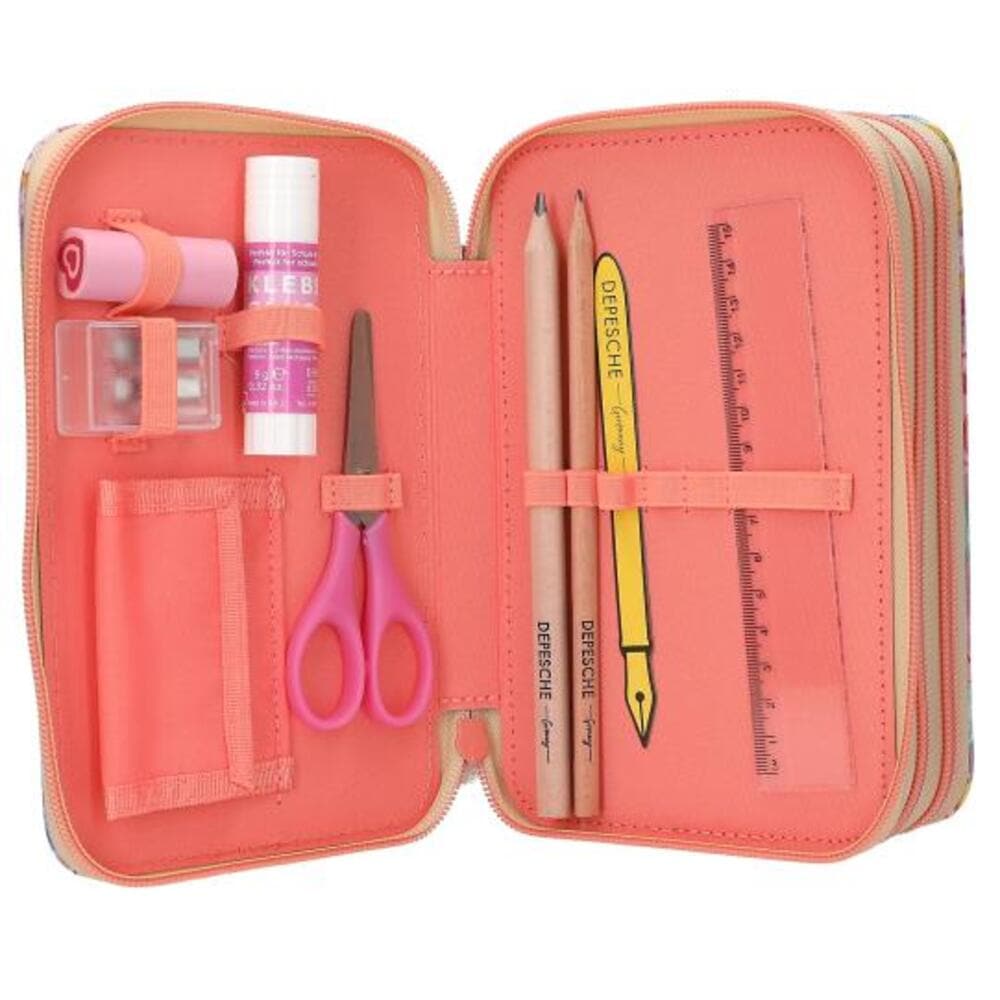 Depesche Buntstift »3-Fach Federtasche mit Anhänger GIRL POWER inkl. Stifte TOPModel 7,5 x 13 x 20 cm violett«