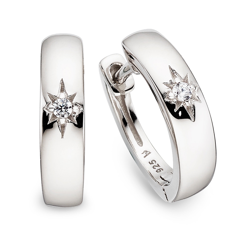 Bruno Banani Paar Creolen »Schmuck Geschenk Klappcreole Silber rhodiniert« mit Zirkonia (synth.)