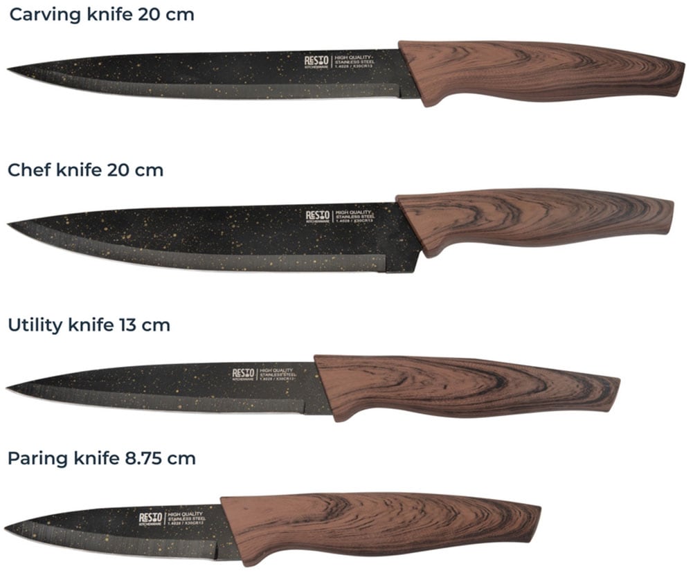 RESTO Kitchenware Messer-Set »Carina, Edelstahlmesser 4-teilig in Magnet-Geschenkbox« Kochmesser, Tranchiermesser, Universalmesser, Gemüsemesser