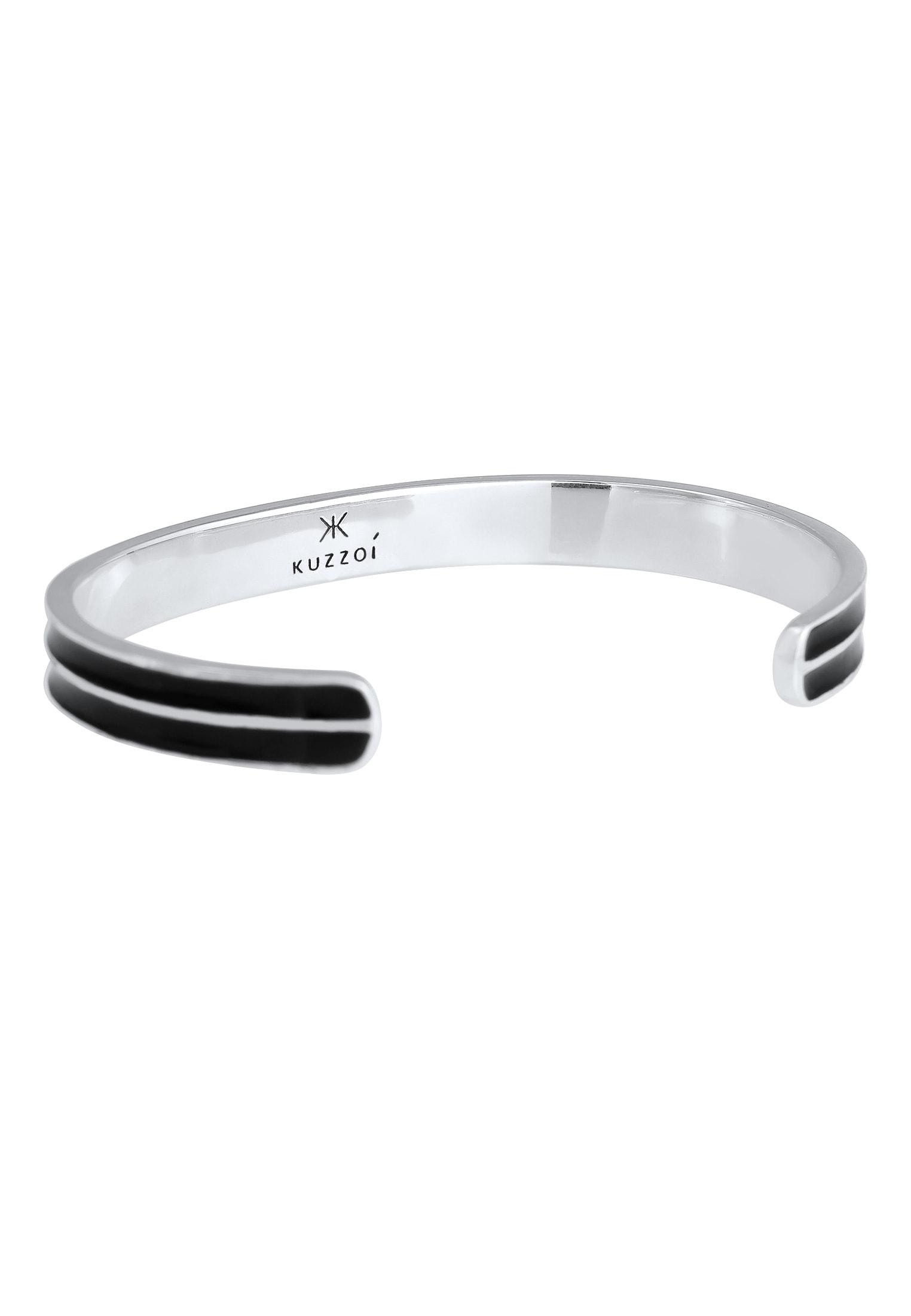 Kuzzoi Armreif »Armband Herren Armreif Emaille Schwarz Offen 925 Silber«