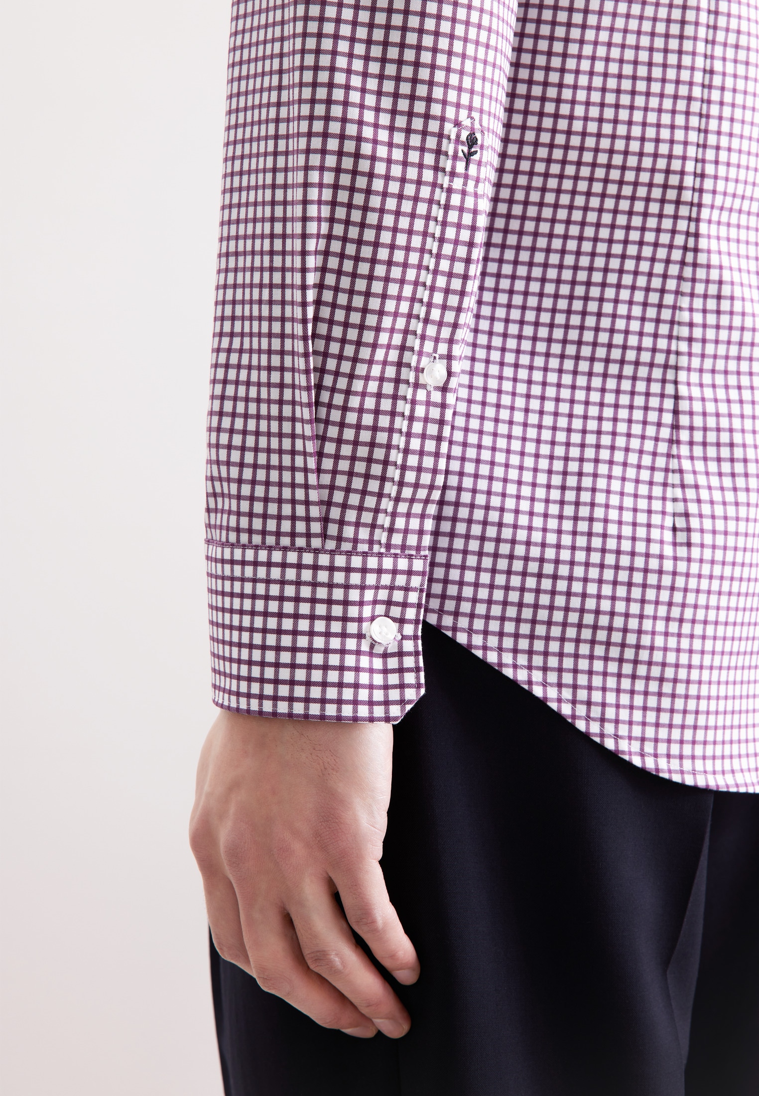 seidensticker Businesshemd »Schwarze Rose« Slim 1/1 Covered-Button-Down-Kragen Karo