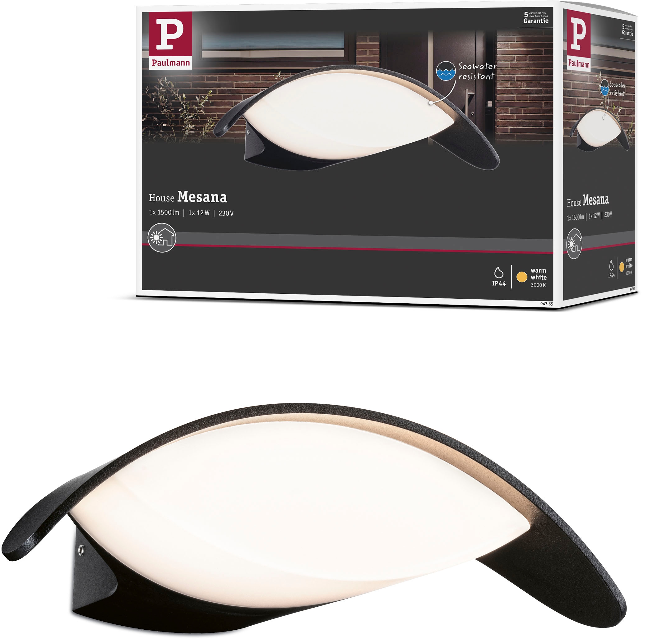Paulmann LED Außen-Wandleuchte »Outdoor 230V Mesana IP44 anthrazit«, 1 flammig, IP44