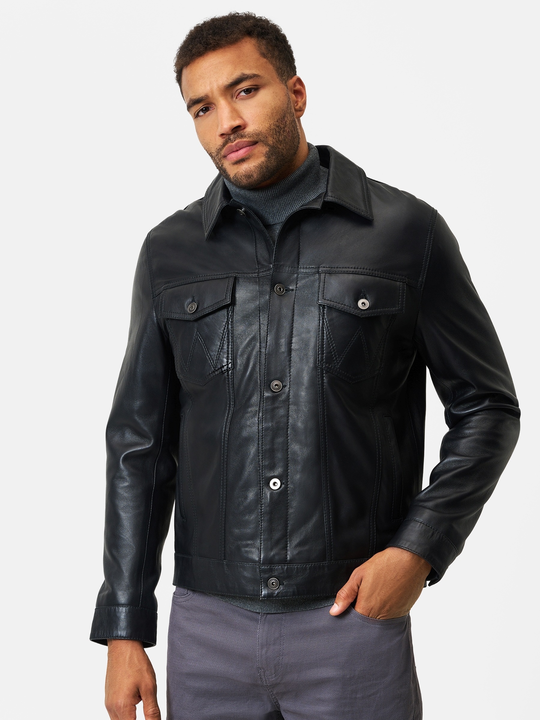 RICANO Lederjacke »Lederjacke Roberto« ohne Kapuze Handgefertigt aus echtem Leder