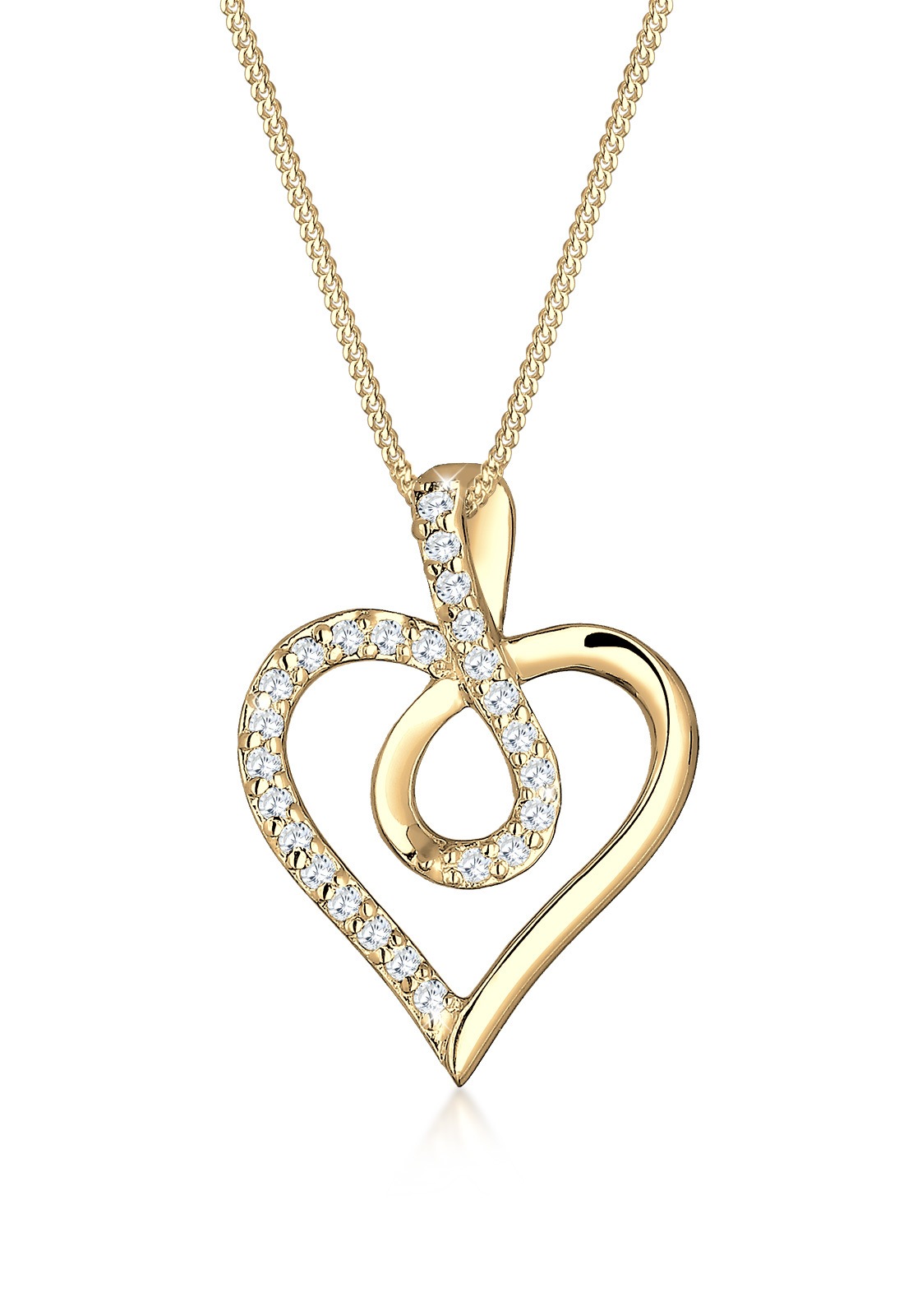 Elli Silberkette »Halskette Herz Zirkonia Weiß 925 Sterling Silber«