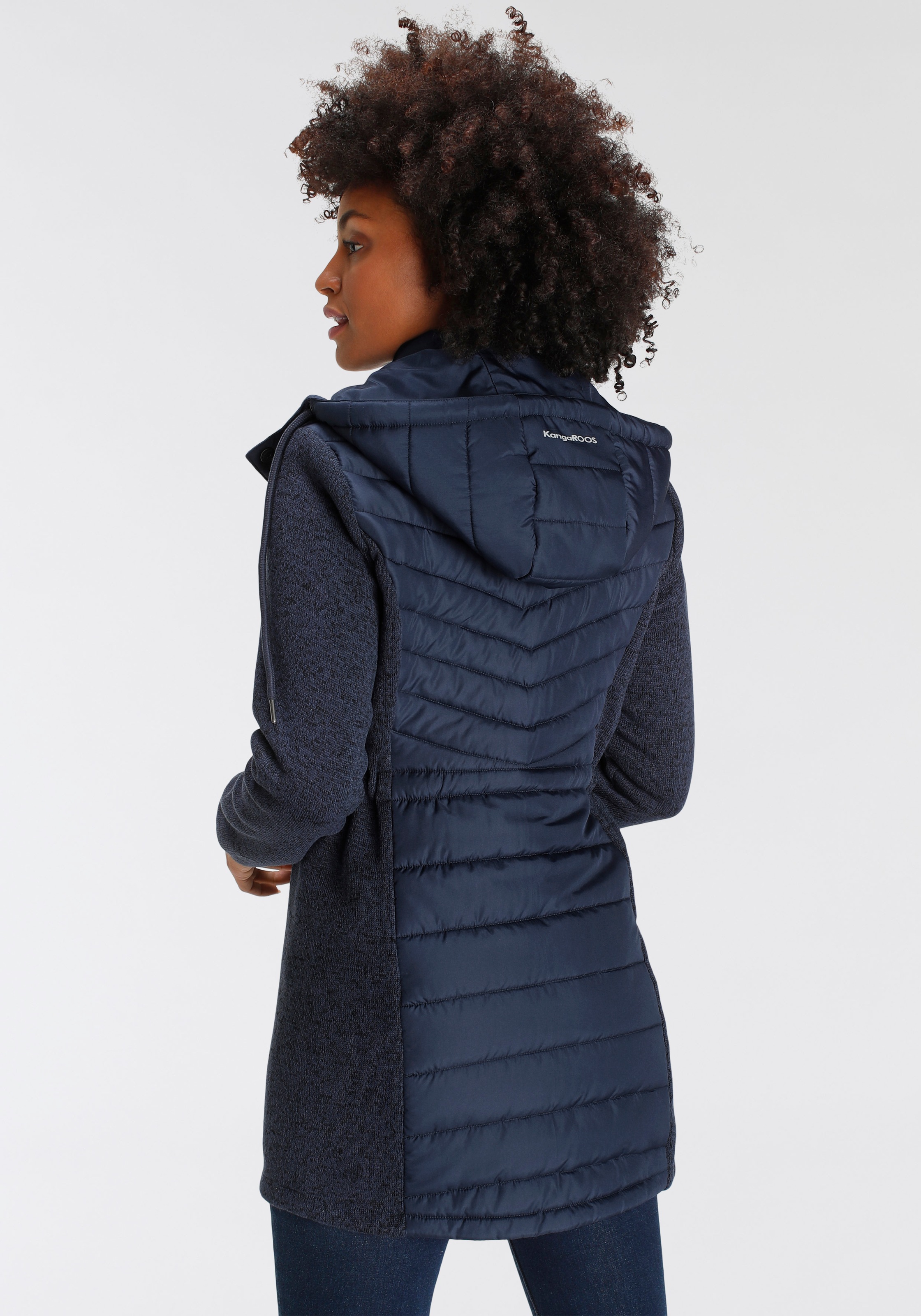 KangaROOS Steppjacke, mit Kapuze, im trendigem Material-Mix mit abnehmbarer Kapuze