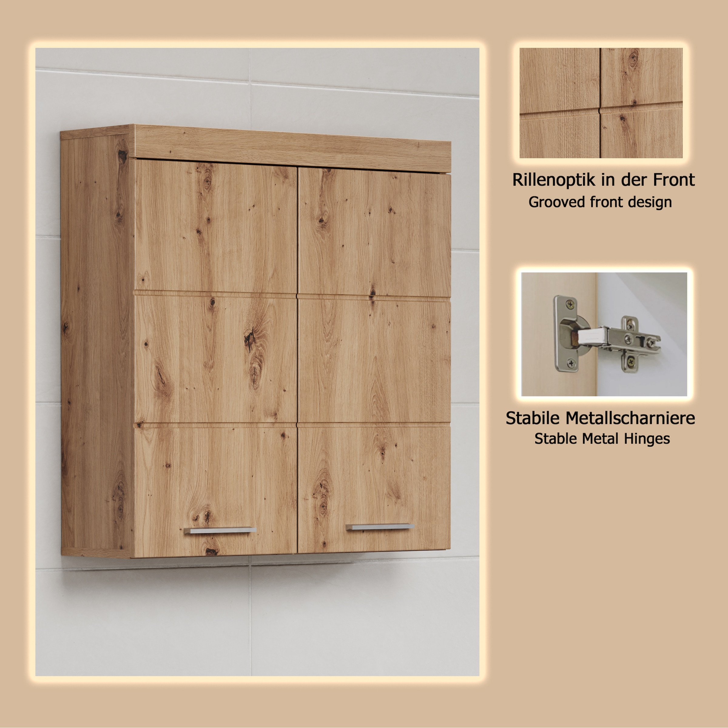 welltime Hängeschrank »Avena« Badschrank breit mit verstellbaren Böden - Maße (B/T/H) 73/23/77 cm