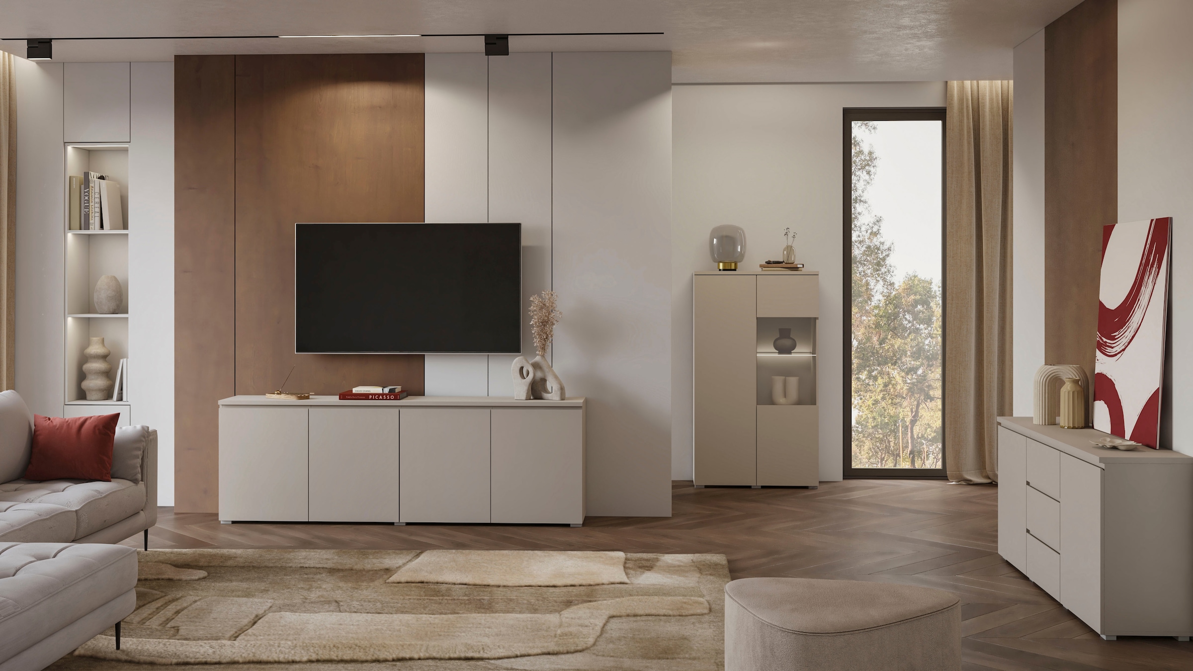 OTTO home Sideboard »Modo, Breite 200 cm, moderne grifflose Kommode 4Türen« Anrichte mit viel Stauraum, Einlegeböden verstellbar