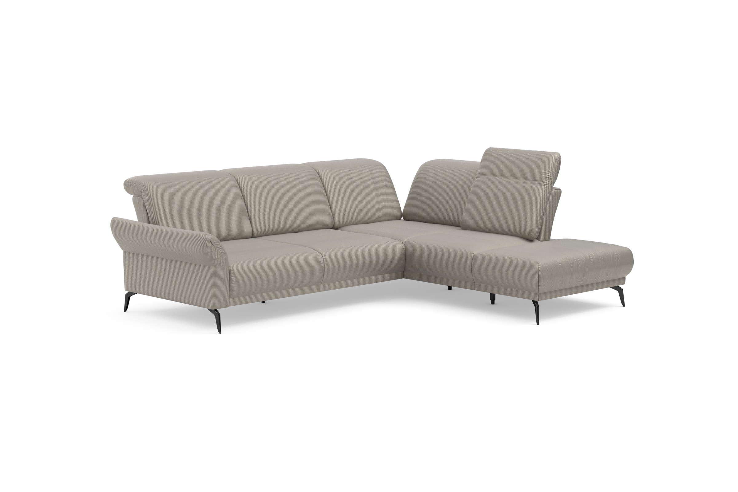 INOSIGN Ecksofa »Coco L-Form«, Sitztiefen-, Arm- und Kopfteilverstellung, Cord-Bezug, Fußhöhe 15 cm