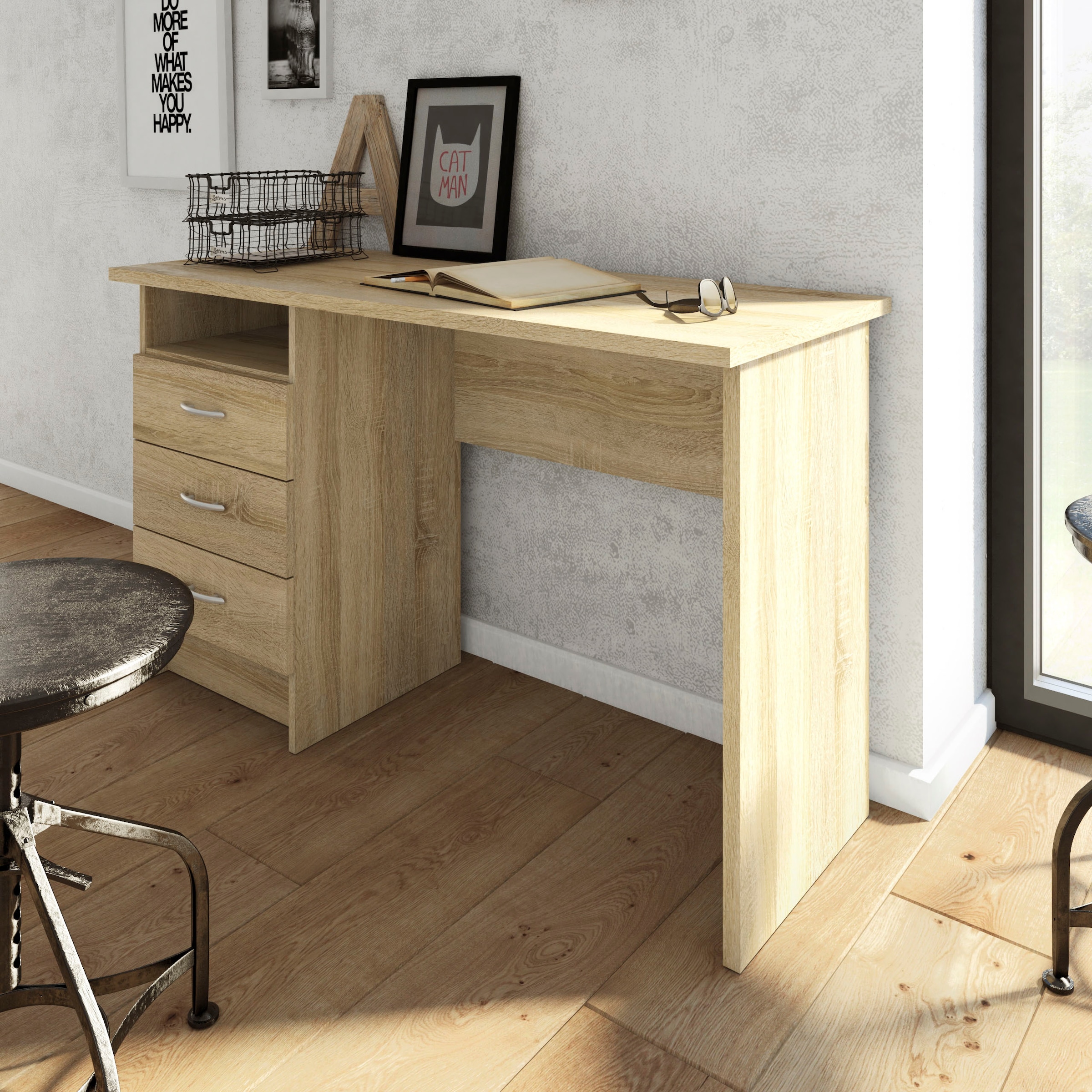 INOSIGN Schreibtisch »Function Plus, Arbeitstisch, Bürotisch«, Computertisch mit 3 Schubladen, Breite 120 cm, Tiefe 48 cm