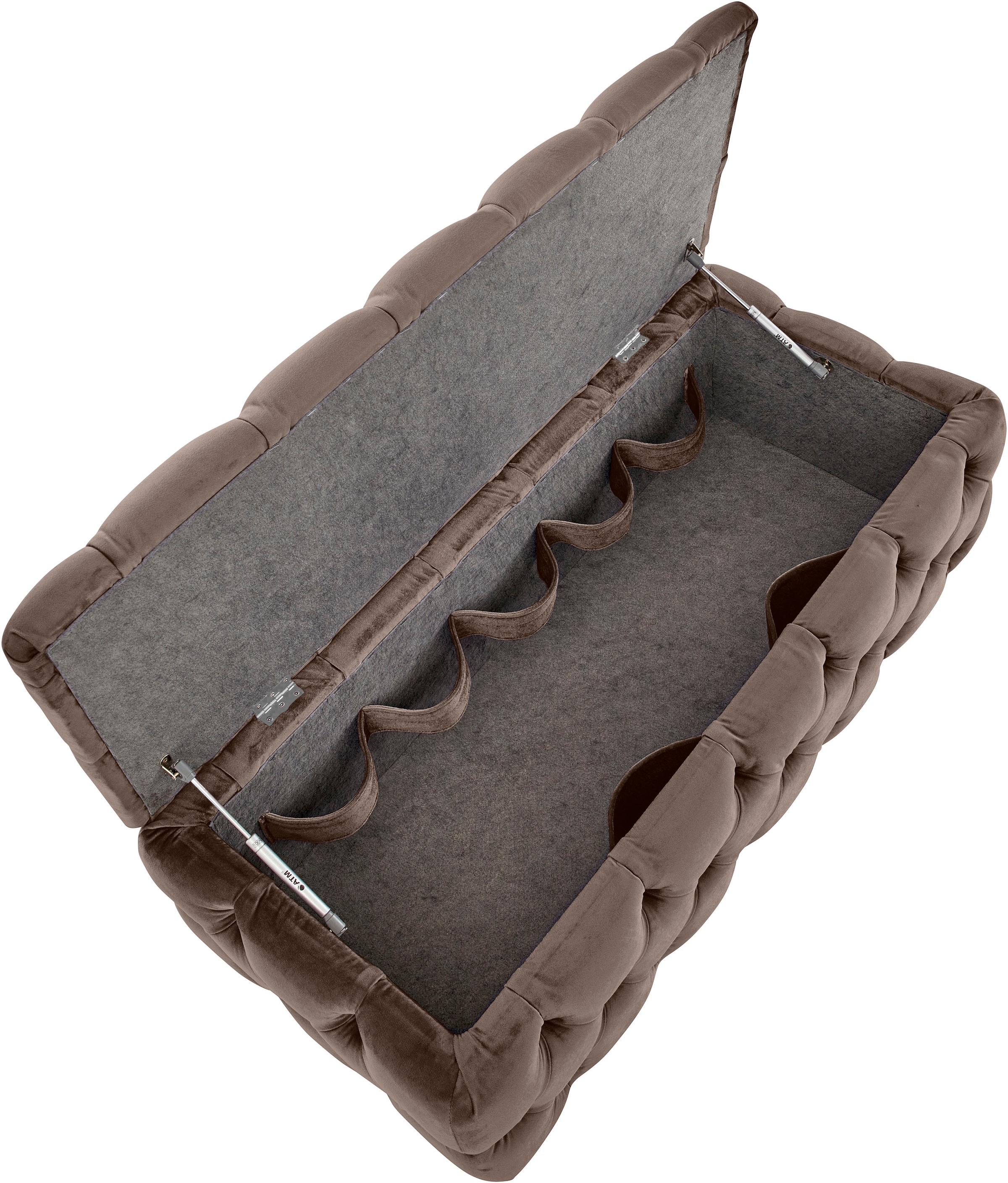 Home affaire Polsterhocker »KALINA, hochwertige Knopfheftung, B/T/H: 120/55/45 cm« mit Staufach und innenliegenden Laschen zur besseren Aufbewahrung