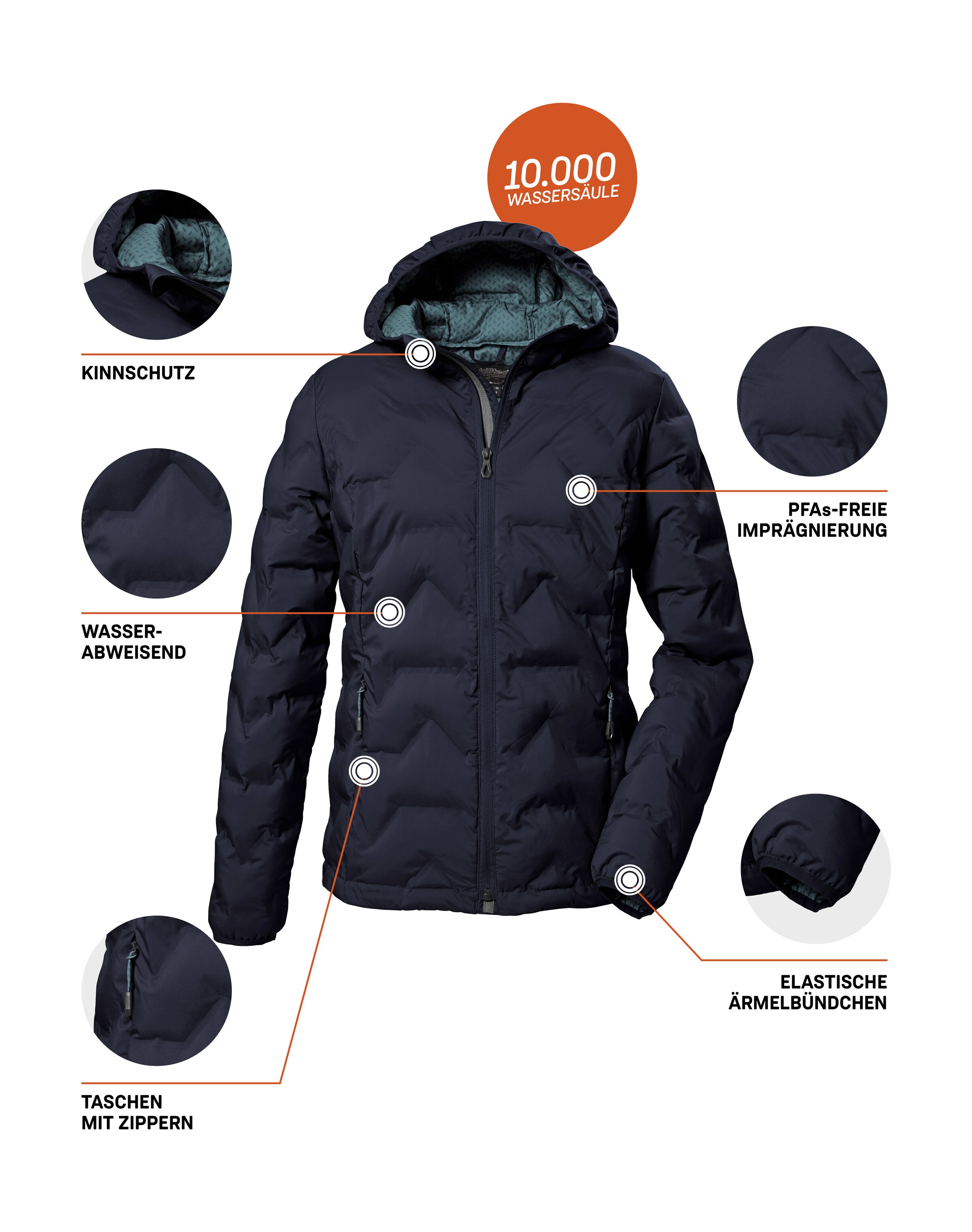 Killtec Steppjacke »KOW 8 WMN QLTD JCKT«, Wasserabweisende Damenjacke, atmungsaktiv, weitenregulierbar