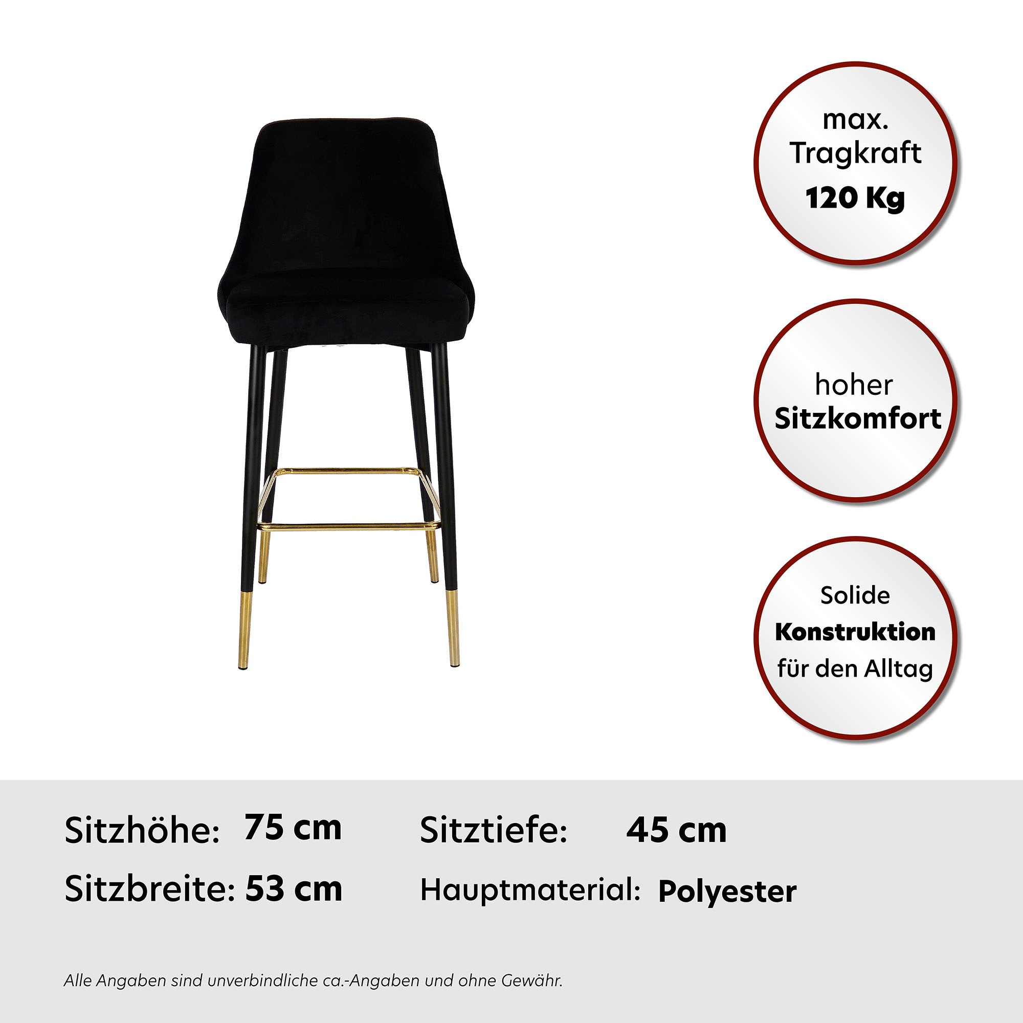 Kayoom Hochstuhl »Barstuhl Moonlight 125, gesteppte Rückenlehne, Stuhlbeine aus Eisen« () 1 Stk.mit Fußstütze, gesteppte Rückenlehne, 2-farbig elegantes Gestell