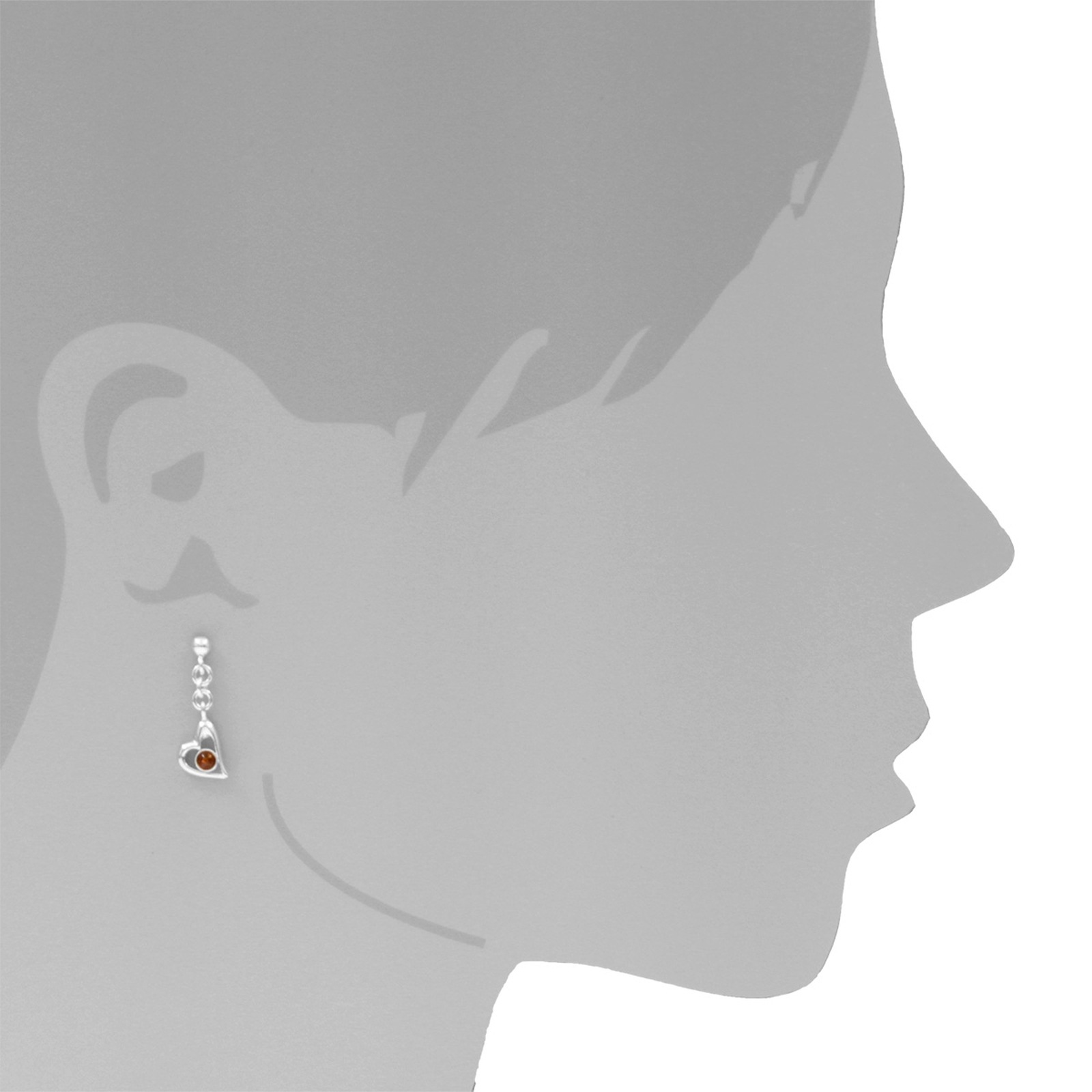 OSTSEE-SCHMUCK Paar Ohrhänger »- Herz - Silber 925/000 - Bernstein«