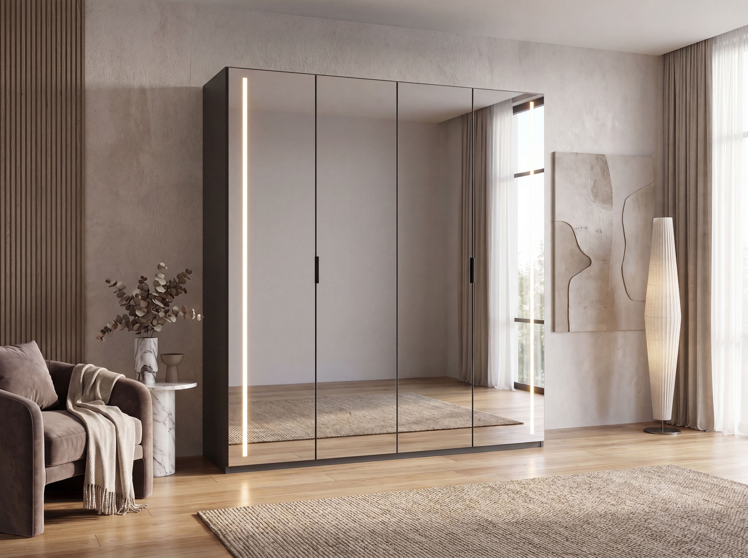 Wimex Kleiderschrank »LUCERA inkl. vollverspiegelter Fronten mit LED Beleuchtung« in den Breiten 200cm (4-türig) und 250cm (5-türig) erhältlich