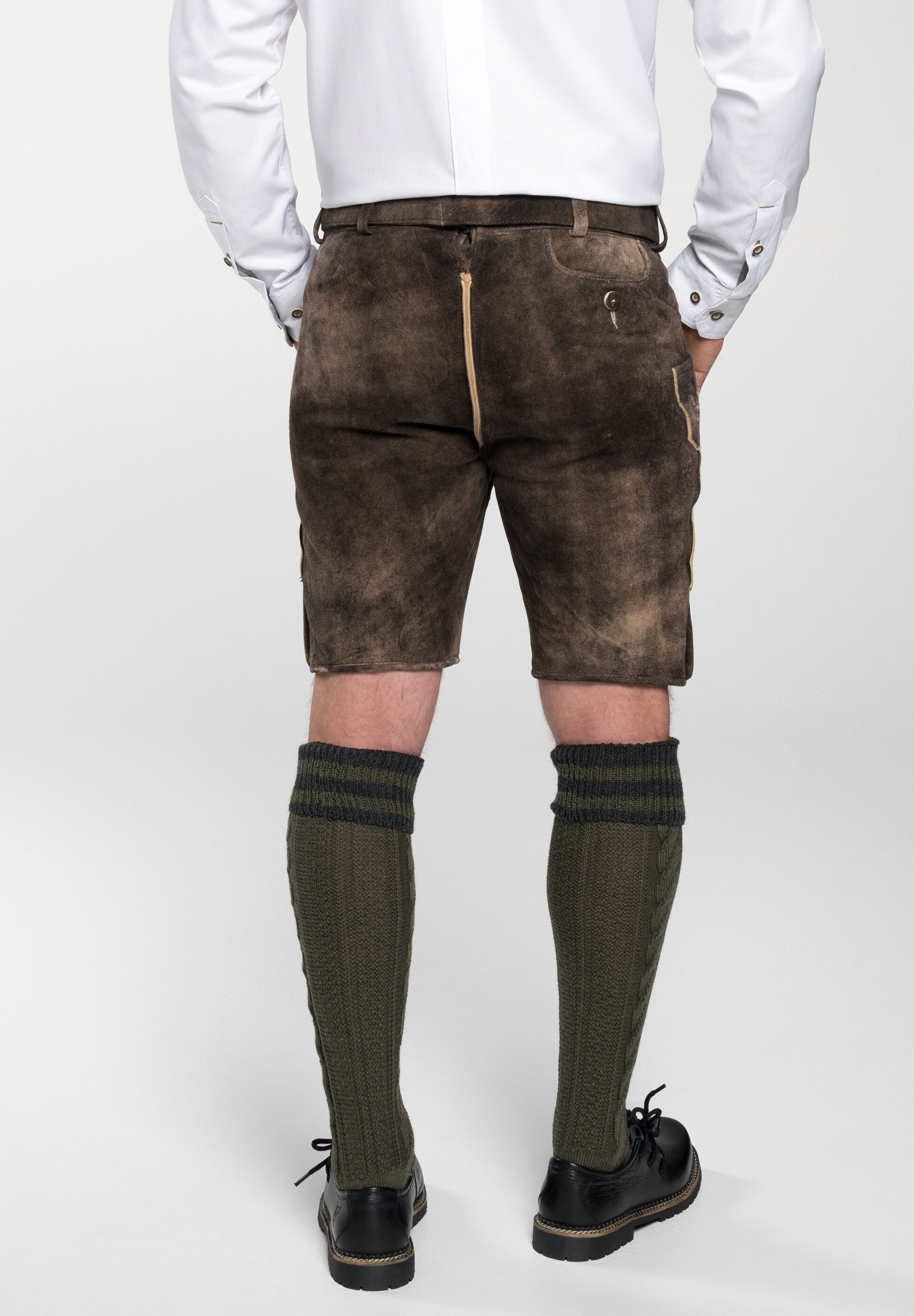 Spieth & Wensky Lederhose »Freud«  Lederhose mit Gürtelschließe, Hirschkopfmotiv