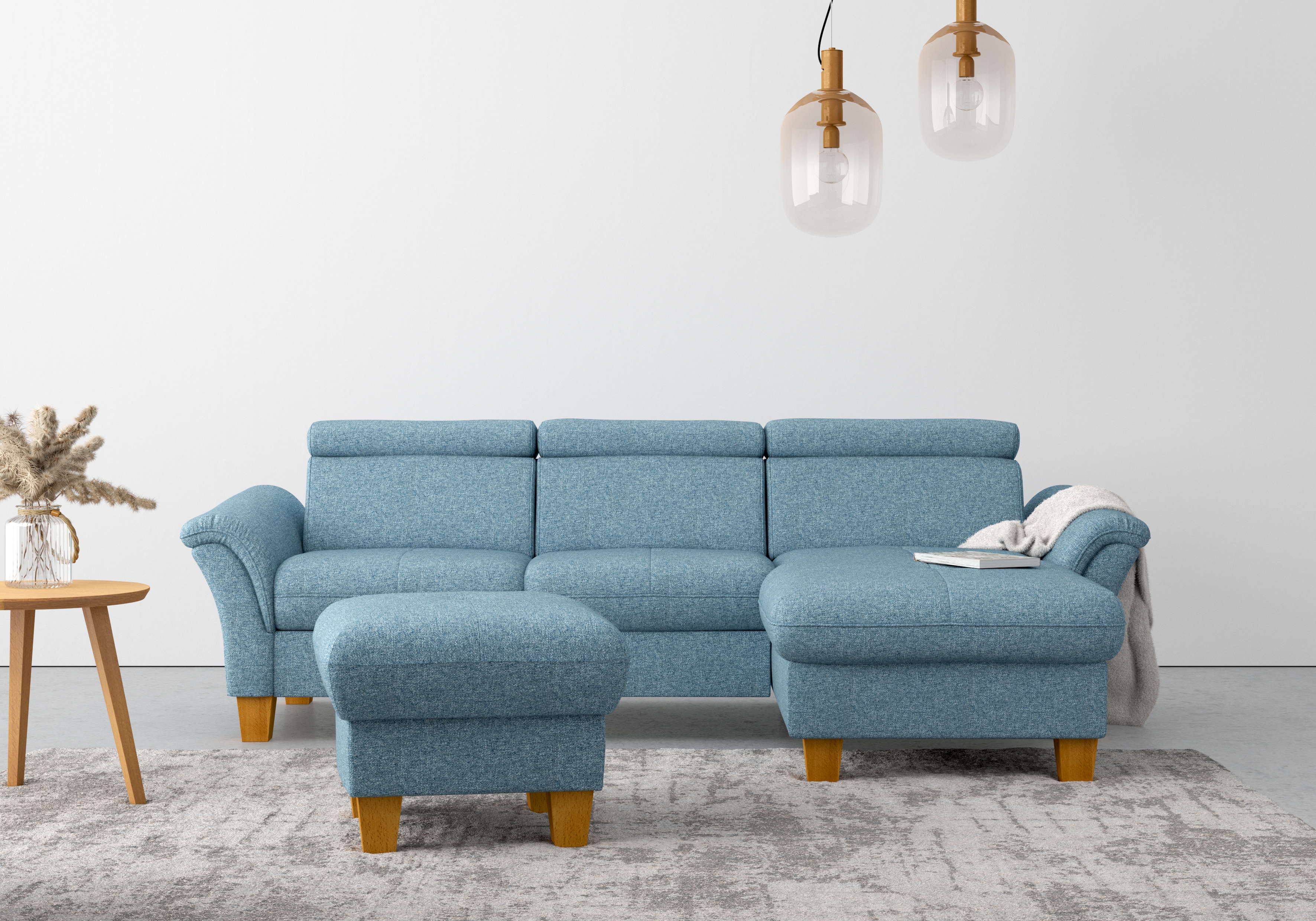 OTTO home Ecksofa "Lindgren L-Form" wahlweise mit Bett mit klappbaren Rollen, Kasten und Kopfverstellung