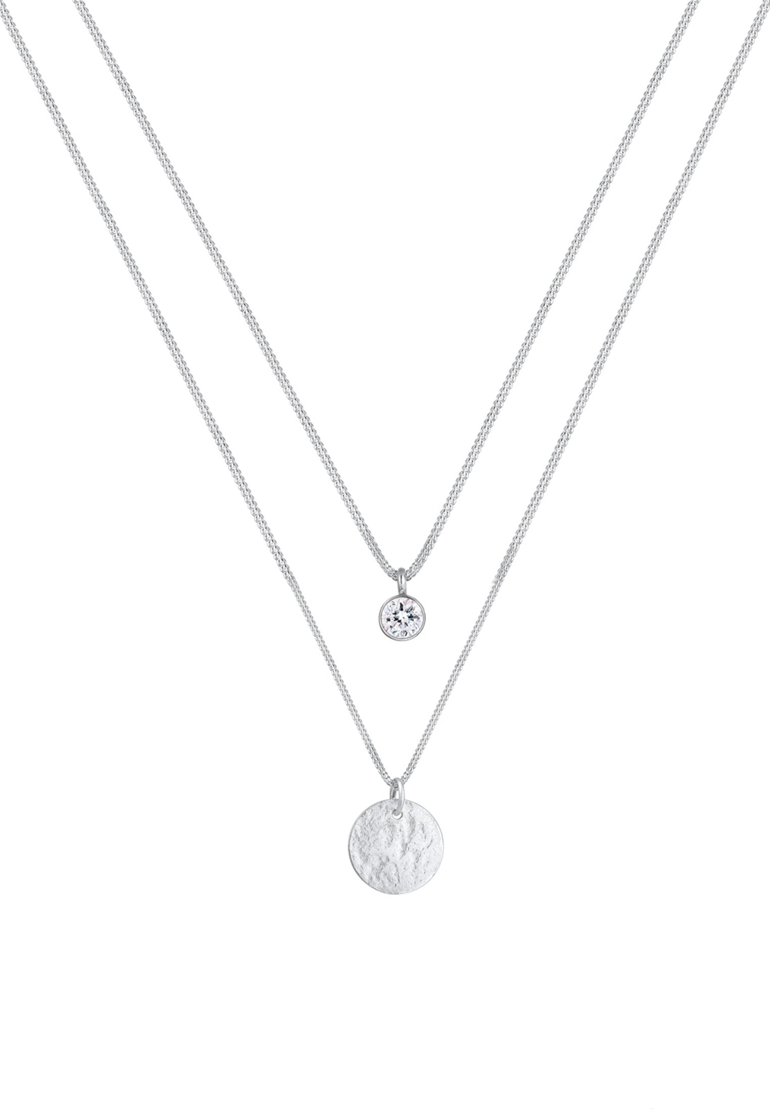 Elli Silberkette »Halskette Layer Plättchen 925 Silber, mit Kristallen von Swarovski® Sterling Silver«