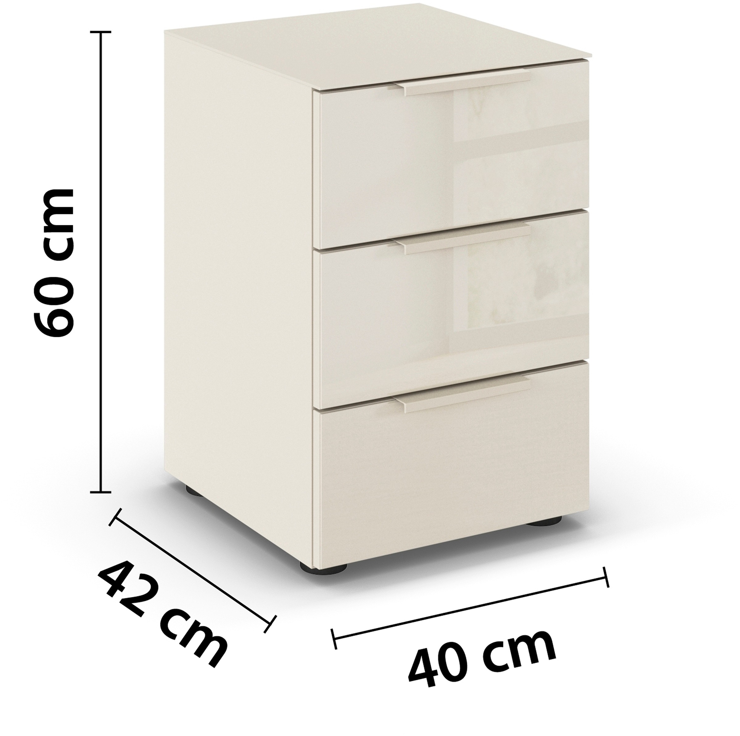 rauch Nachtkommode »Nachttisch Nachtschrank Nachtkonsole FLIPP mit Glasfront«, (Breite 40 cm), mit 3 Schubladen und Soft-Close-Funktion, Oberboden und Front Glas