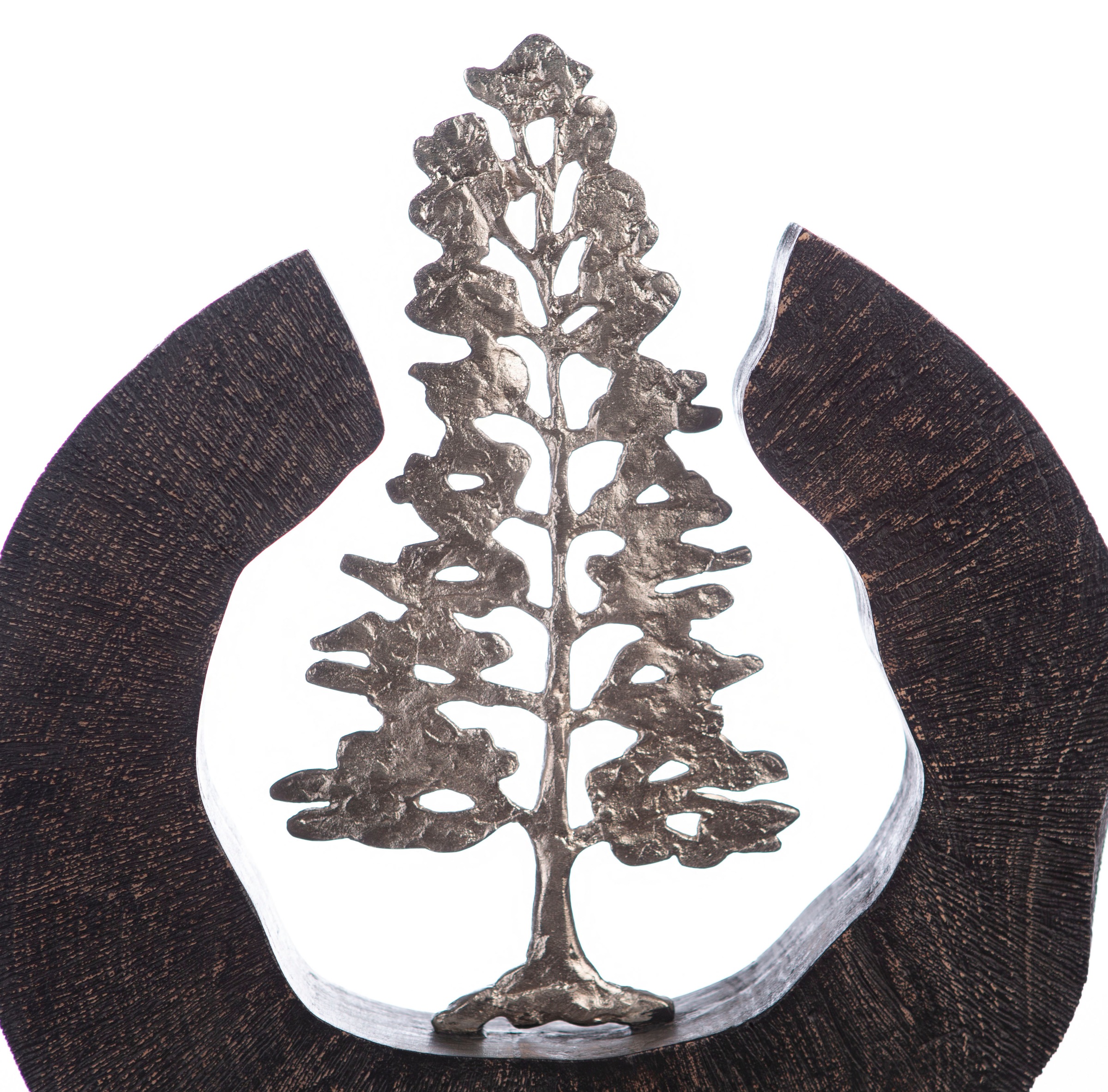 GILDE Dekoobjekt »Skulptur Fir Tree, schwarz/silber«, (1 St.), Höhe 39 cm,  handgefertigt, aus Metall und Holz, Motiv Baum, Wohnzimmer bestellen online  bei OTTO