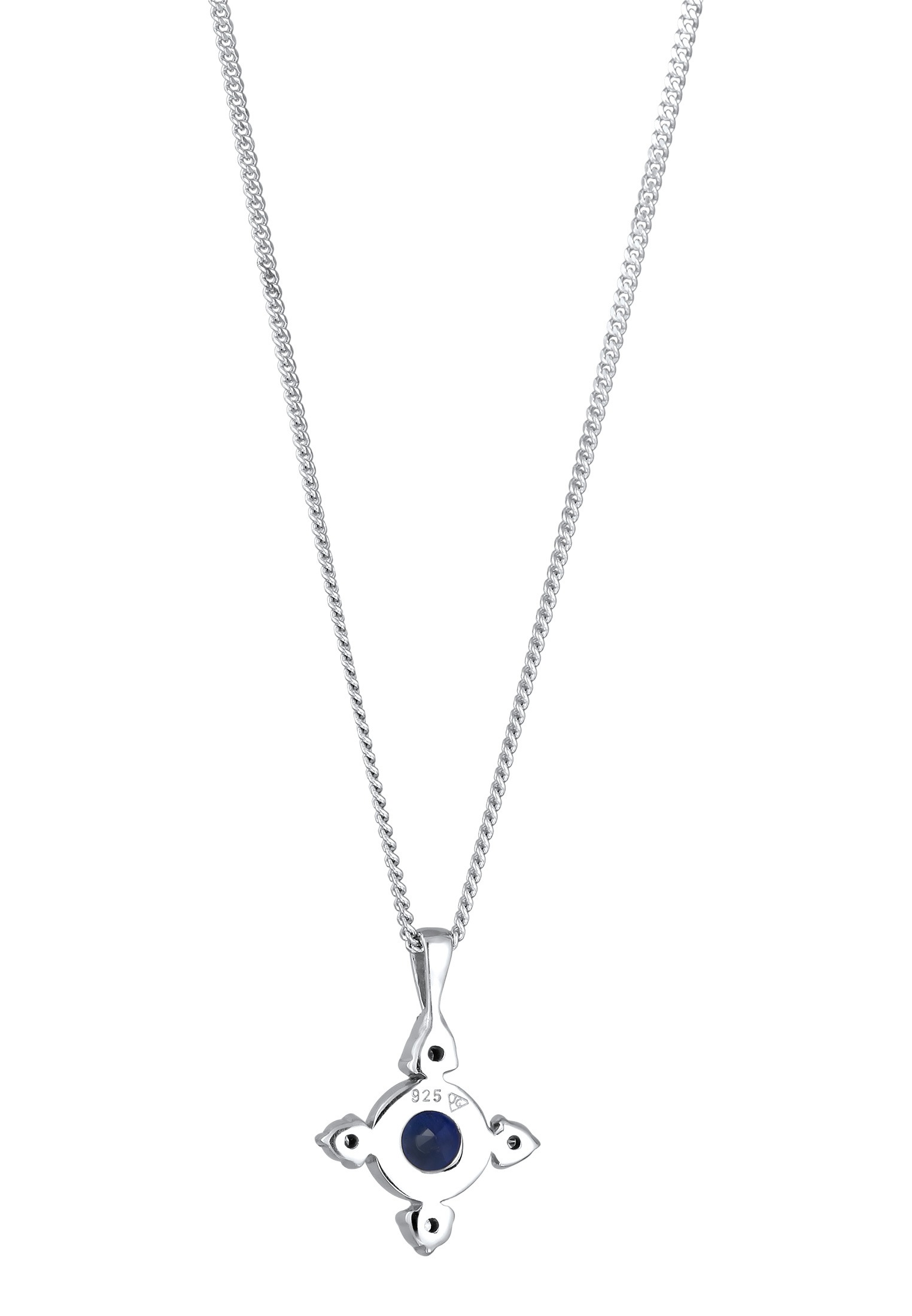 Elli DIAMONDS Silberkette »Halskette Kreuz Laborgezüchteter Saphir Diamant (0.06 ct) 925 Sterling Silber«