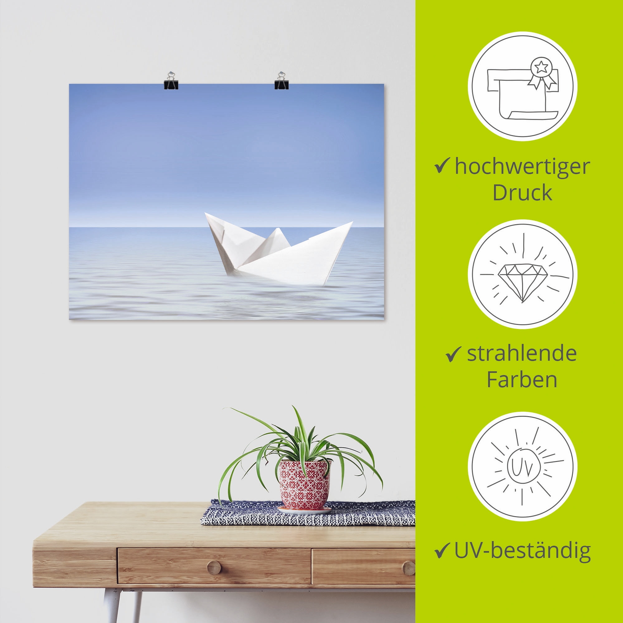 Artland Poster »Auf dem Meer«, Boote & Schiffe, (1 St.), als Alubild, Leinwandbild, Wandaufkleber oder Poster in versch. Größen