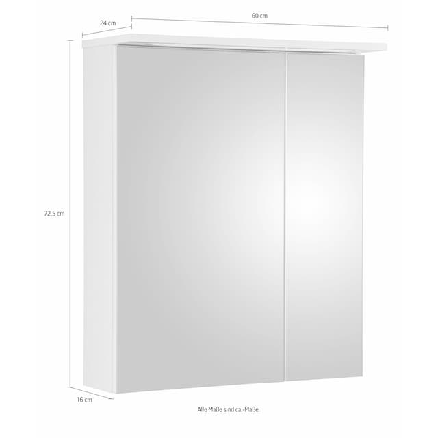 Schildmeyer Spiegelschrank »Profil 16«, Breite 60 cm, 2-türig, LED- Beleuchtung, Schalter-/Steckdosenbox bestellen bei OTTO