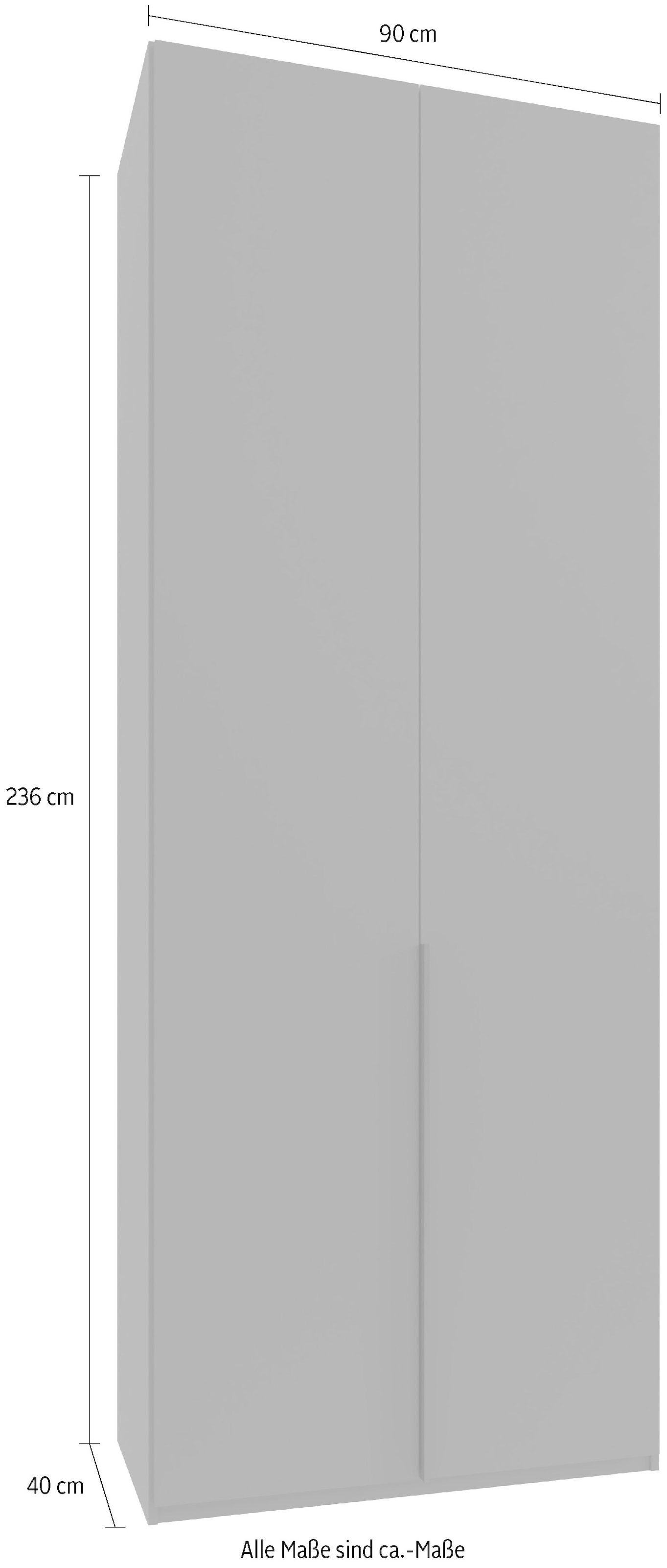 Wimex Kleiderschrank »Mugano,in 8 Breiten,3 Höhen,2 Tiefen, viele Farben, Made in Germany«, (in Basic oder Premium Ausstattung mit 2 weiteren Einlegeböden), mit langen oder kurzen Griffen aus Metall, mit oder ohne Spiegel
