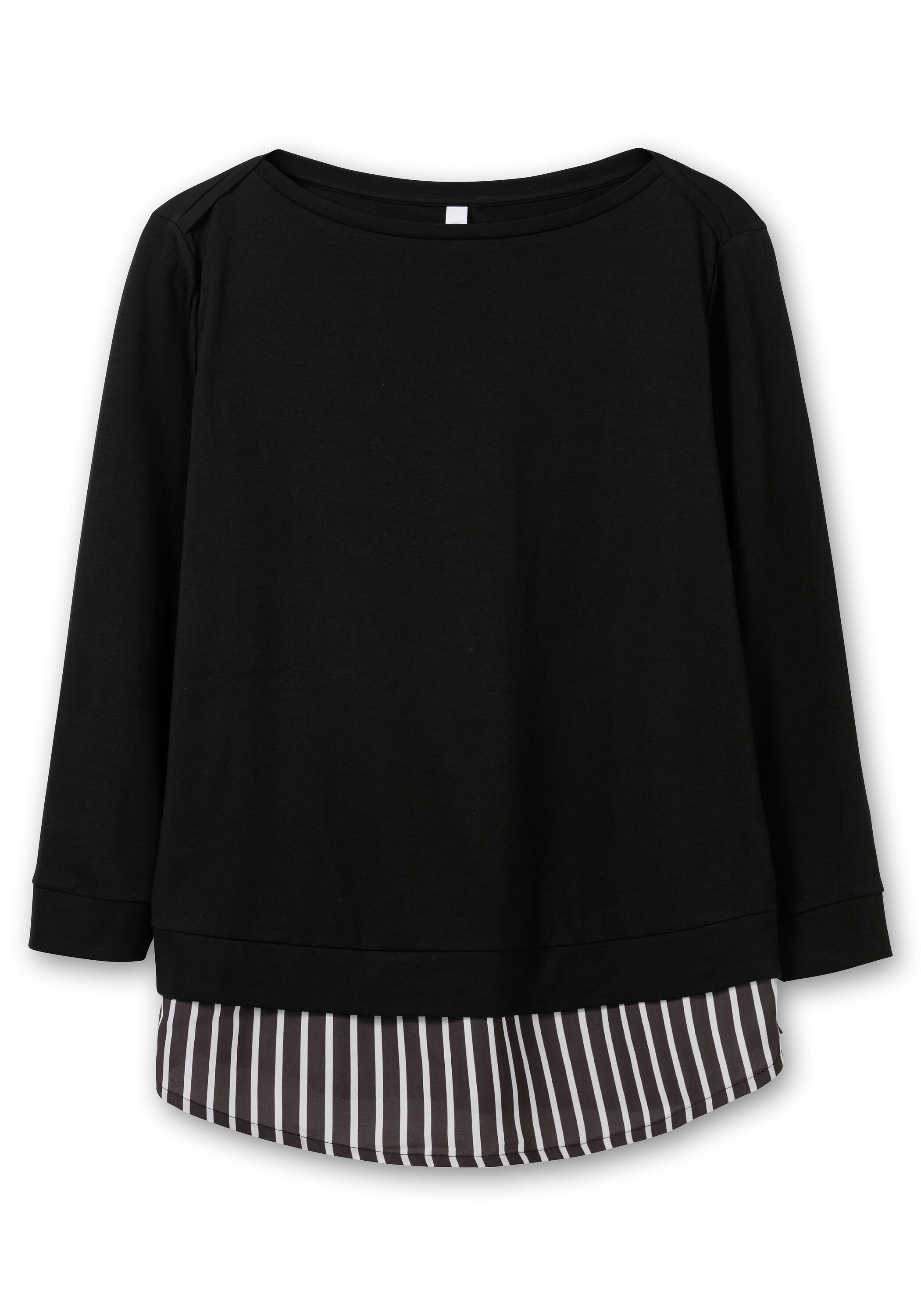 Sheego Langarmshirt »Langarmshirt mit Ansatz aus Blusenstoff«, mit Ansatz aus Blusenstoff