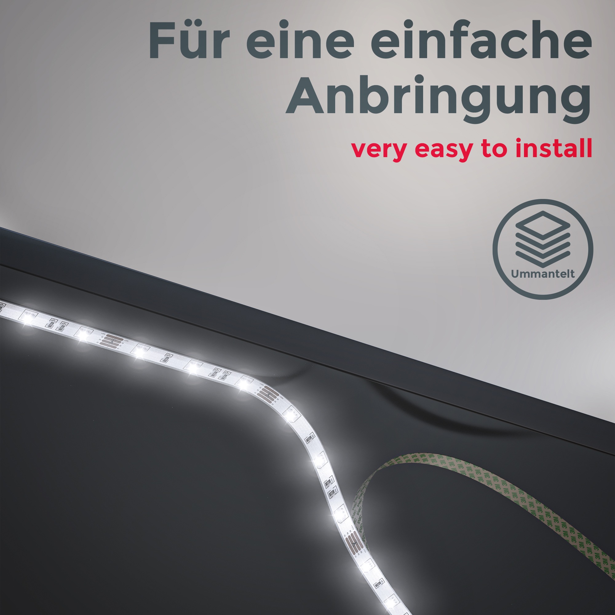 B.K.Licht LED Lichtleiste , 3 Meter Länge, mit transparenter Ummantelung, inkl. 90 x RGB-LED 0,11 Watt, inkl. Infrarotfernbedienung, inkl. Farbwechsel