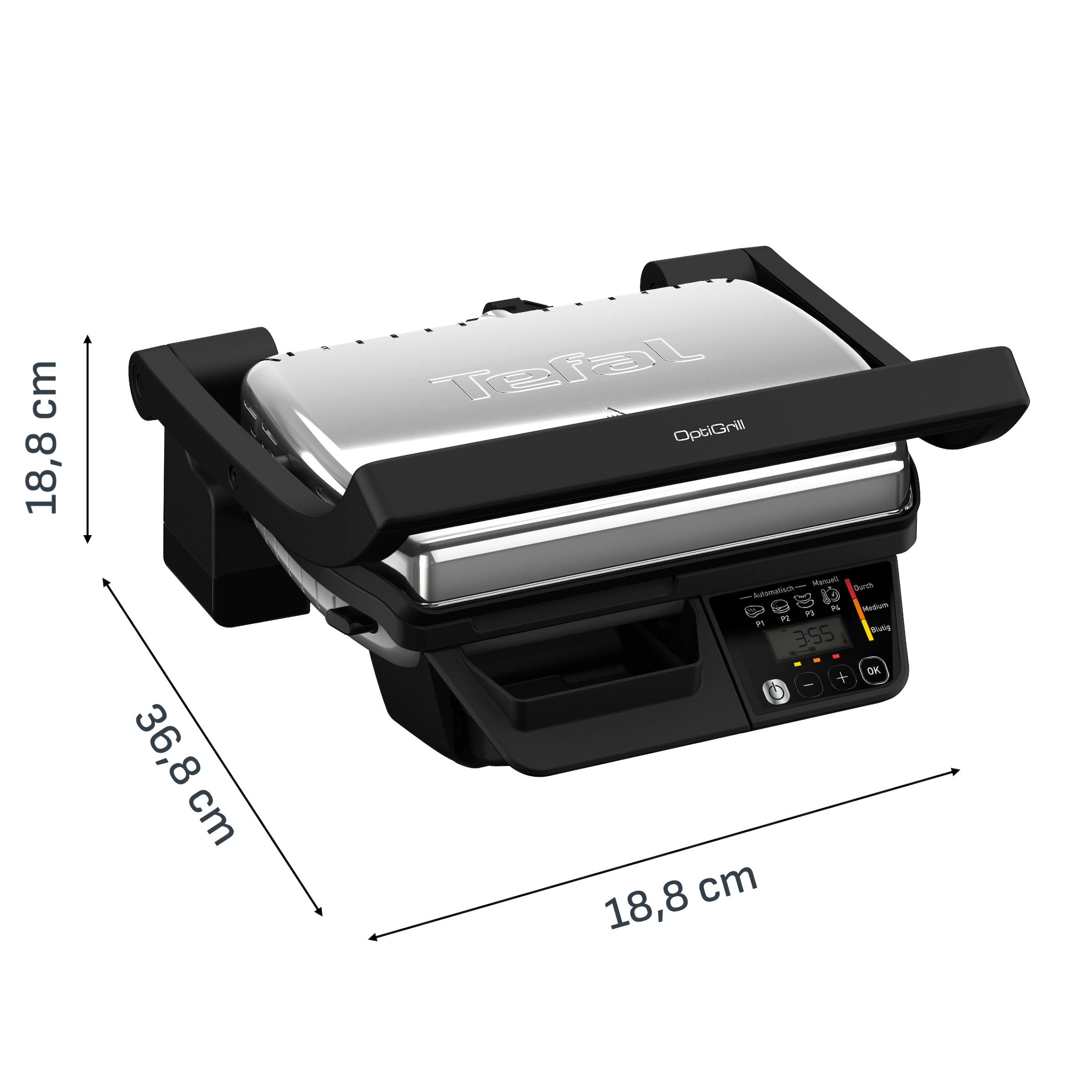 Tefal Kontaktgrill »OptiGrill One« Anpassung der Garzeit, Messung der Dicke des Grillguts, 3 Programme