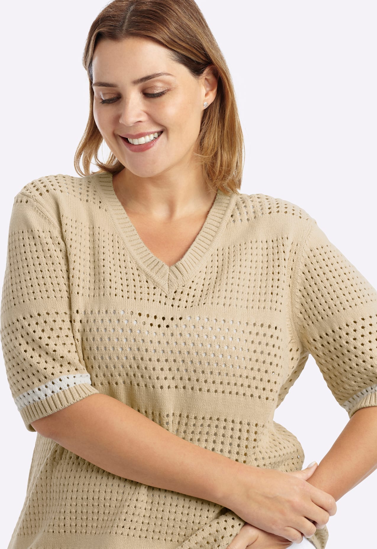 Sheego Strickpullover »Halbarm-Pullover«