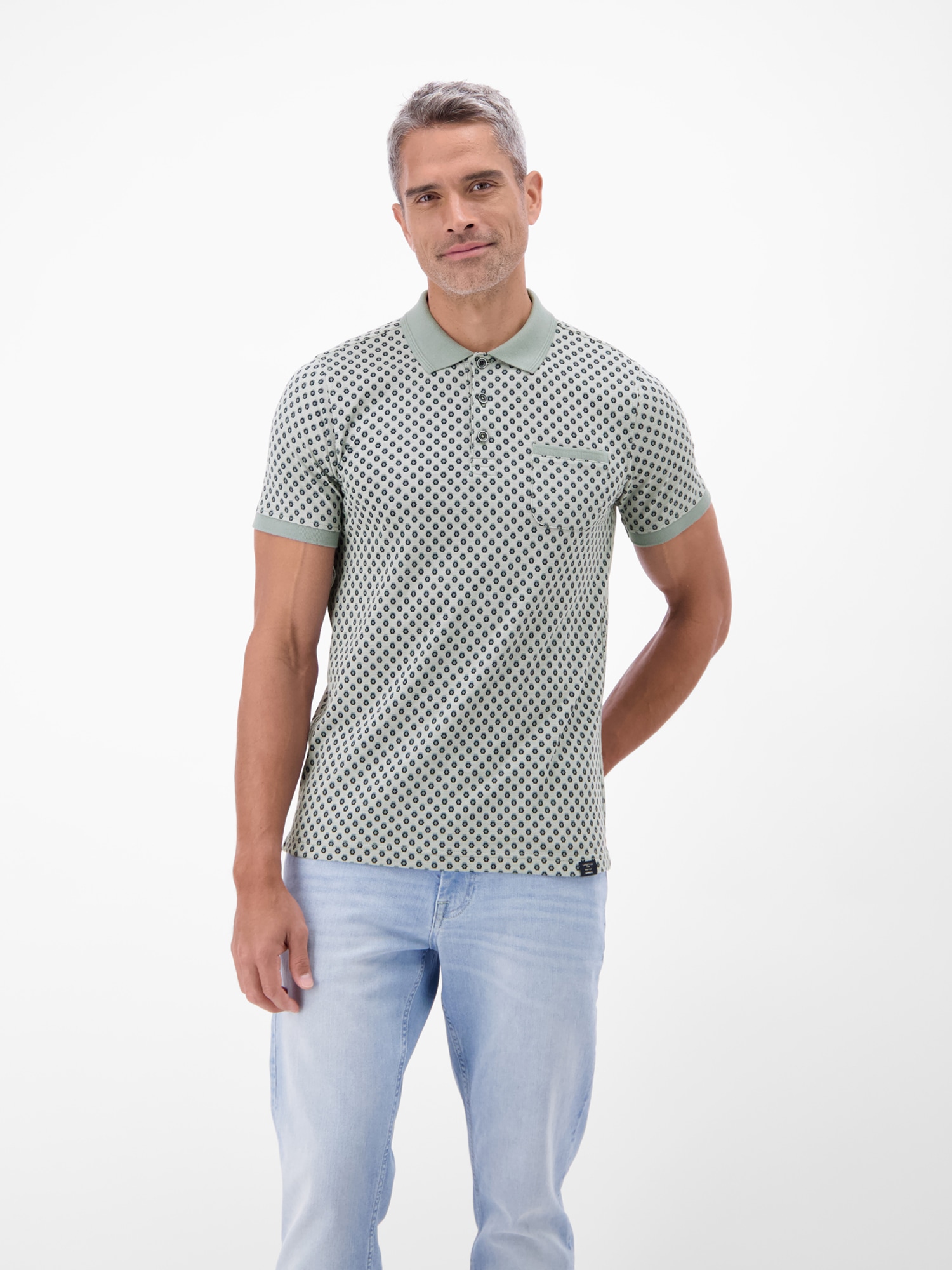 LERROS Poloshirt »Poloshirt in 2-Tone-Optik und All-over-Print«