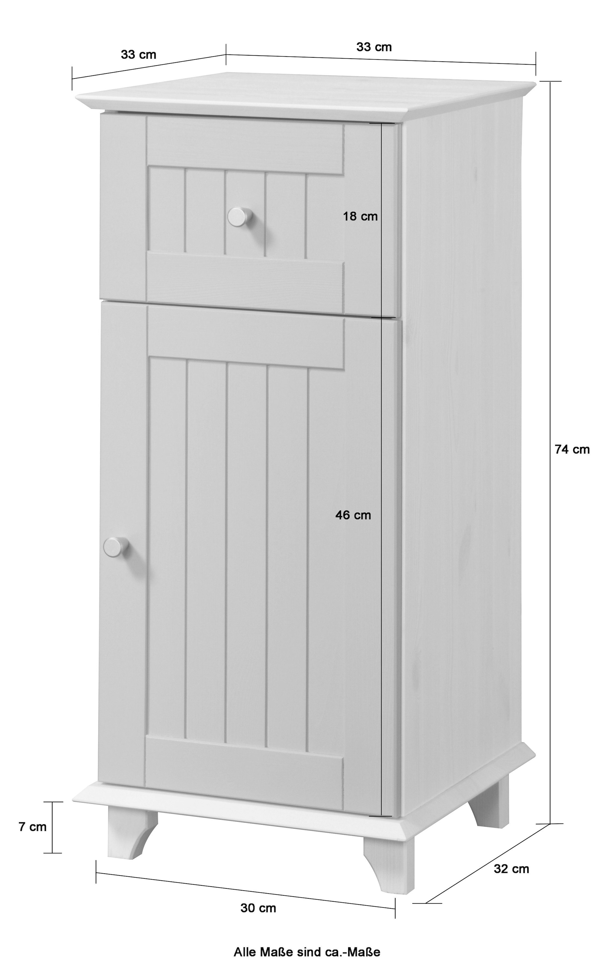 welltime Unterschrank »Venezia Landhaus« Badmöbel, aus massiver Kiefer, 1 Tür, 1 Schublade, Breite 33 cm