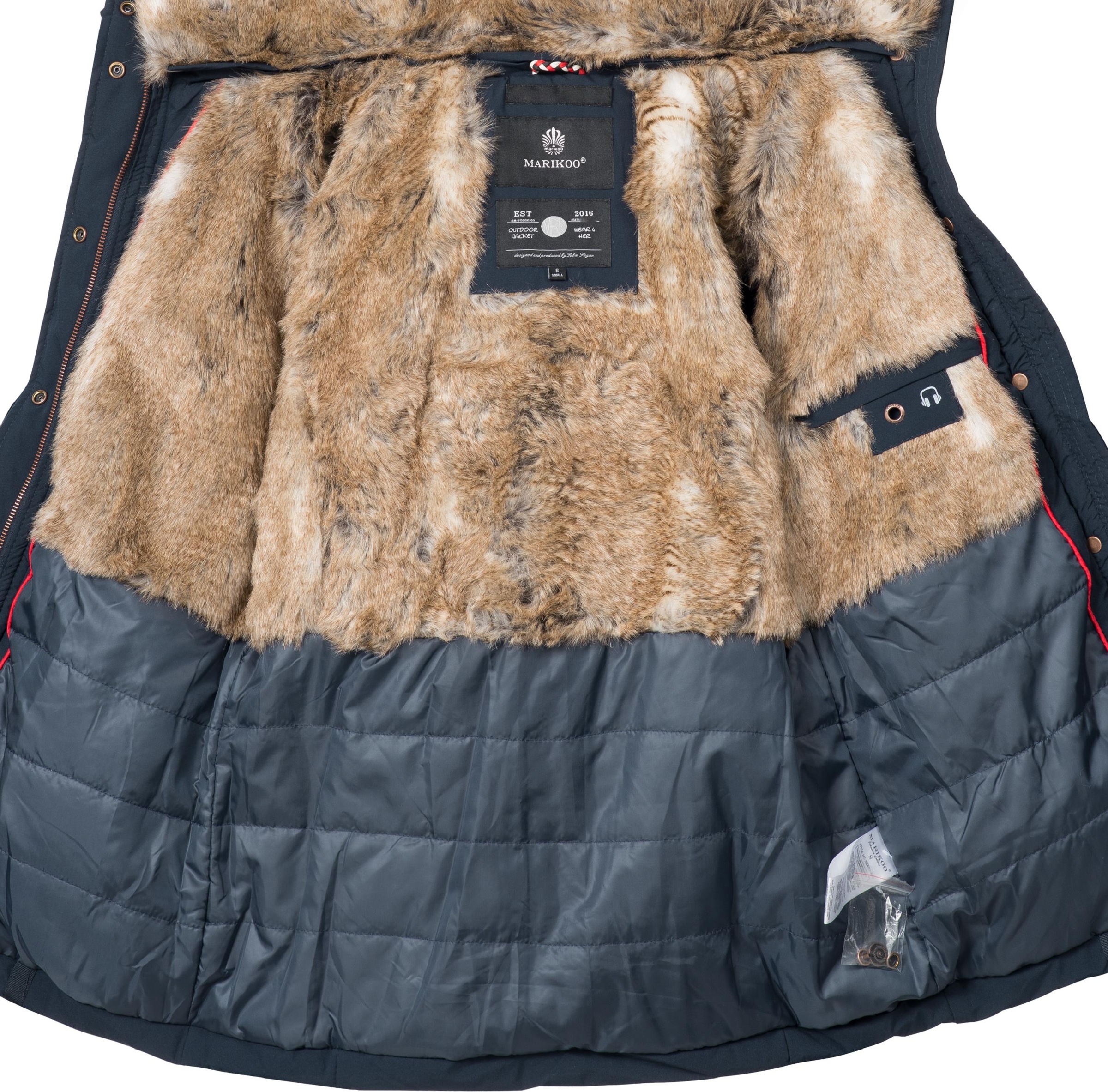 Marikoo Winterjacke »Winterjacke Nekoo«, mit Kapuze, stylische Damen Steppjacke mit großer Kapuze