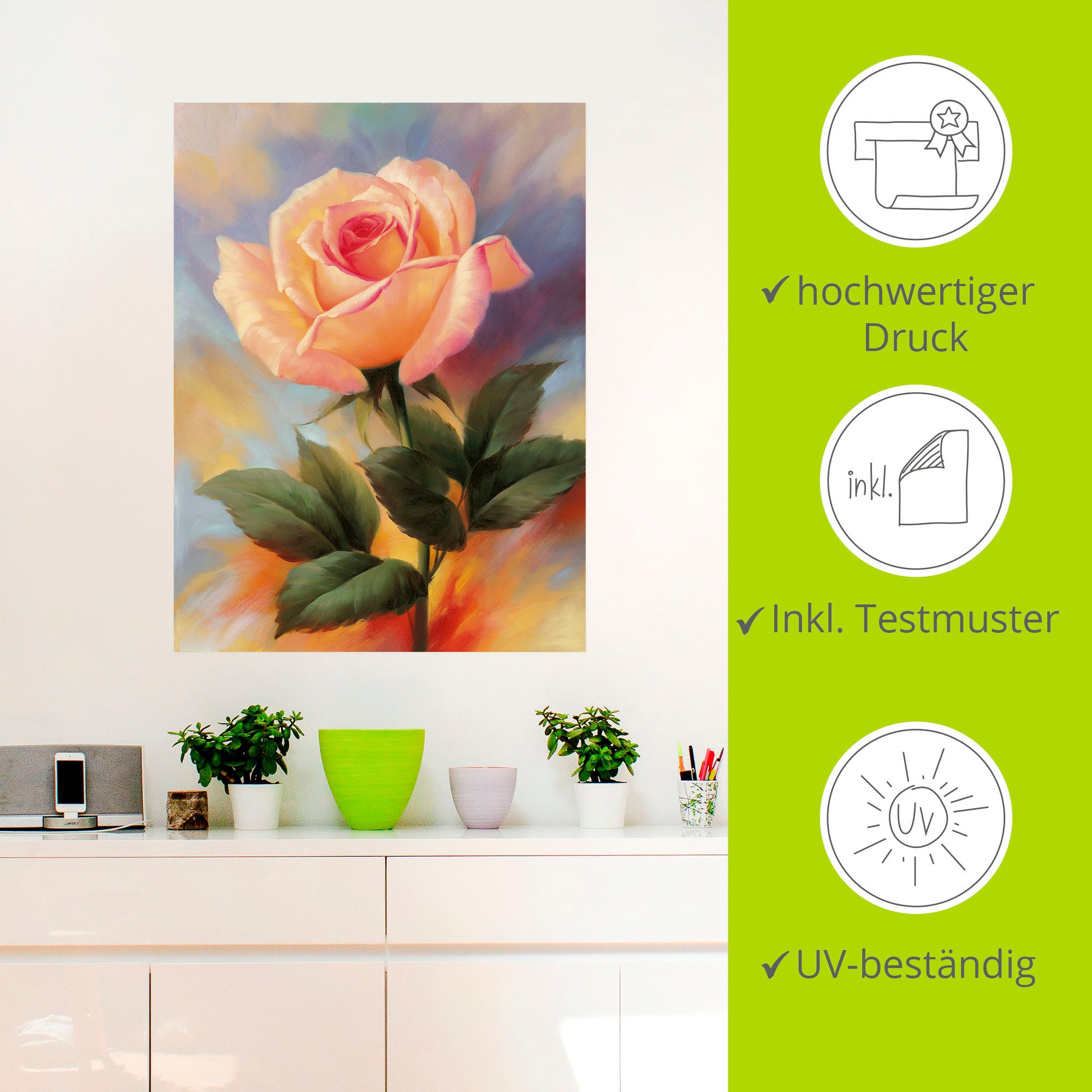 Artland Wandbild »Kleine Rosen III«, Blumenbilder, (1 St.), als Alubild, Leinwandbild, Wandaufkleber oder Poster in versch. Größen